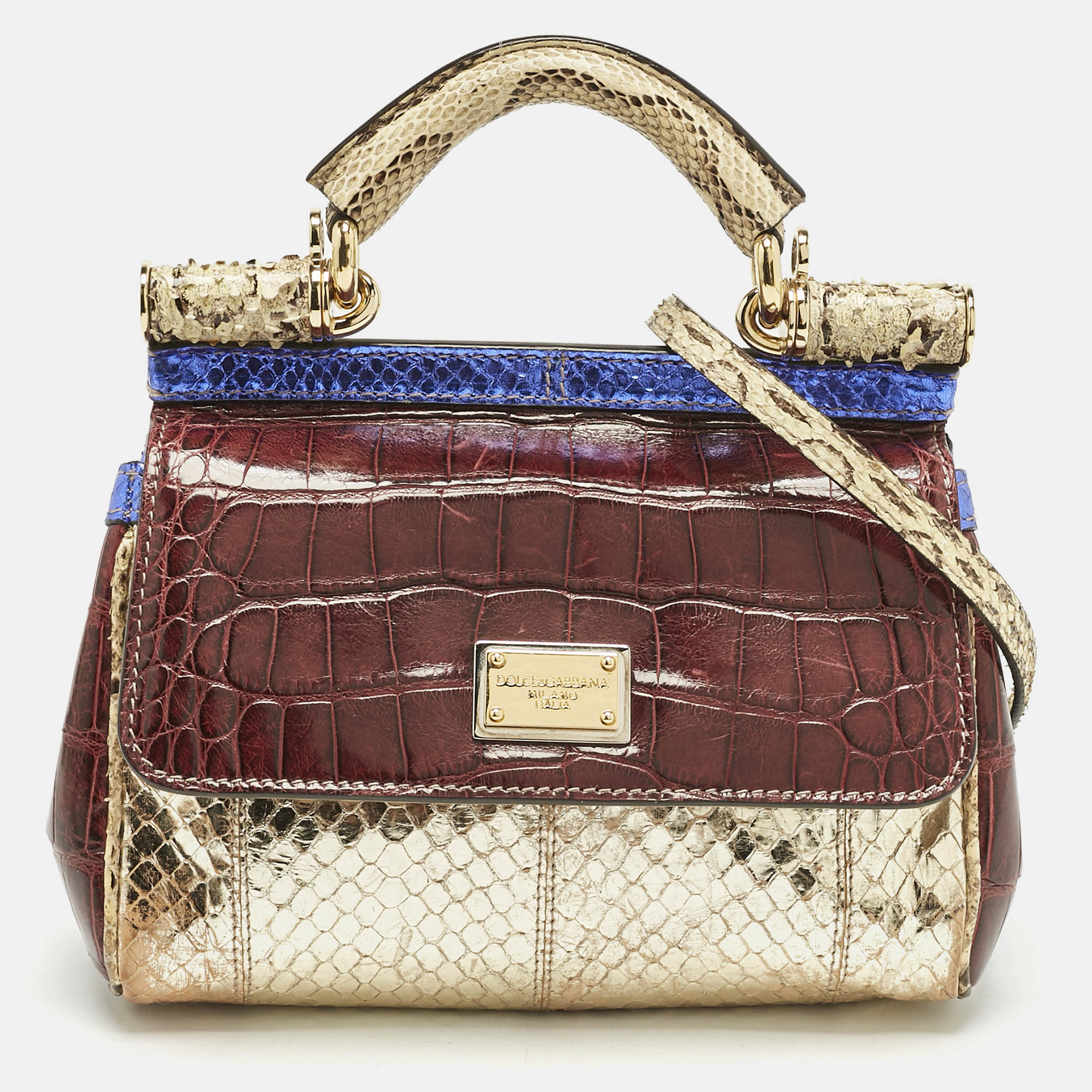 Dolce & Gabbana Multicolor Crocodile and Python Small Miss Sicily Top Handle Bag - Dolce & Gabbana - Modalova