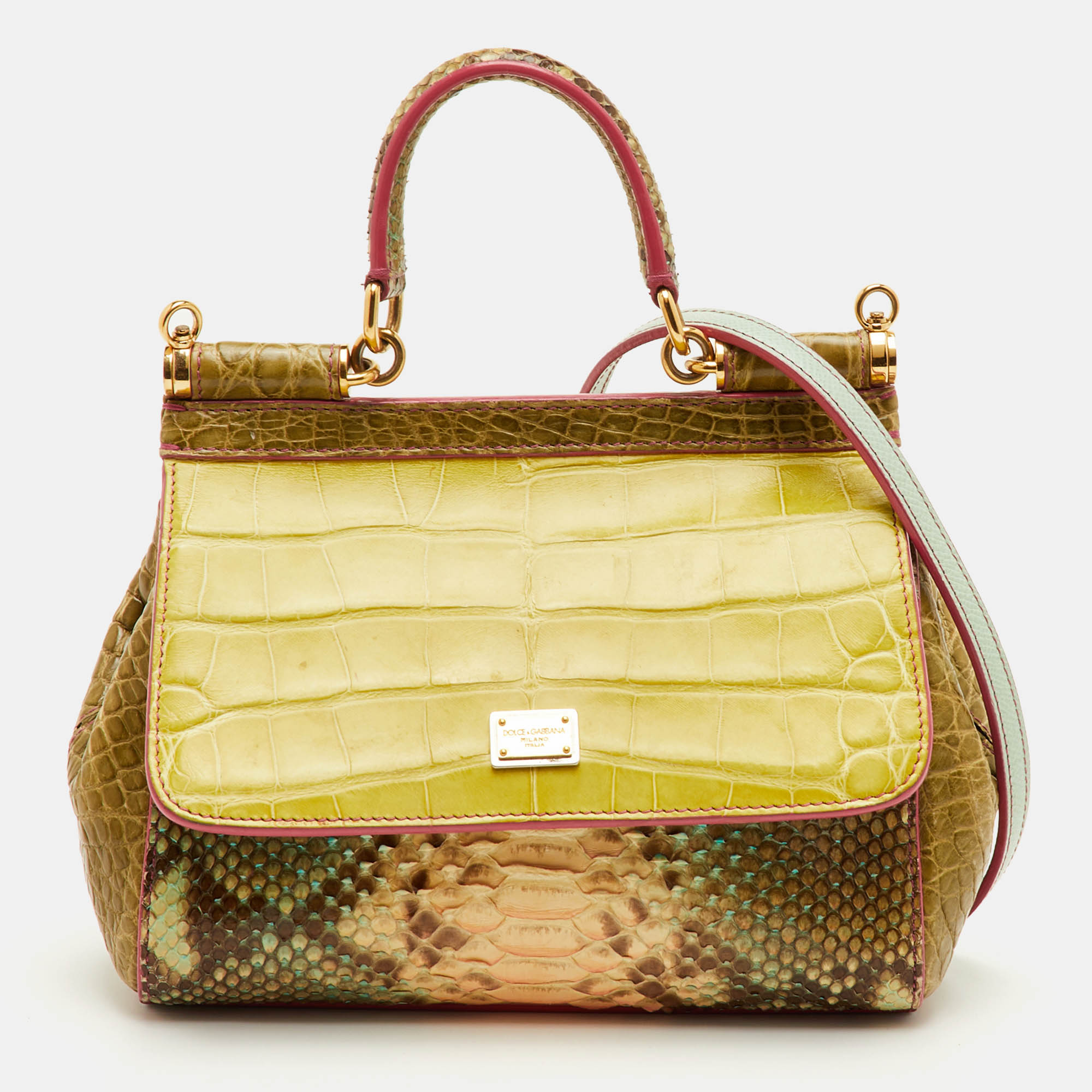 Dolce & Gabbana Miss Sicily Multicolor Crocodile and Python Top Handle Bag
Dolce & Gabbana Miss Sicily Multicolor Crocodile and Python Top Handle Bag