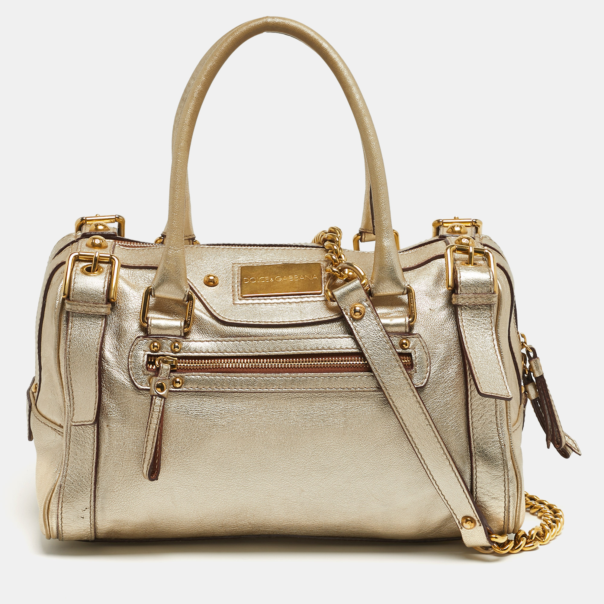 Dolce & Gabbana Miss Easy Way Gold Leather Satchel
Dolce & Gabbana Miss Easy Way Gold Leather Satchel