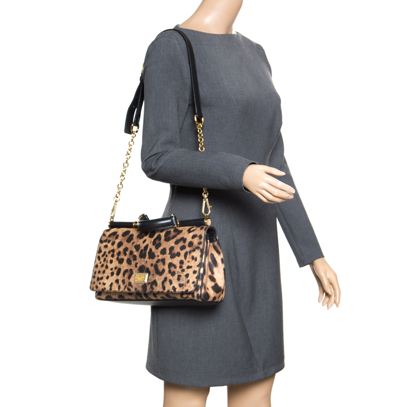 Dolce and Gabbana Leopard Print Coated Canvas Miss Sicily Top Handle Bag, Brown
Dolce and Gabbana Leopard Print Coated Canvas Miss Sicily Top Handle Bag, Brown