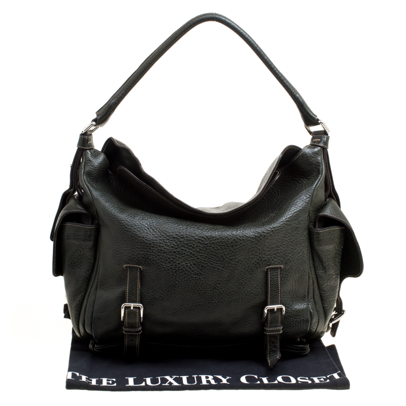 Dolce & Gabbana Mossy Green Leather Miss Forever Hobo