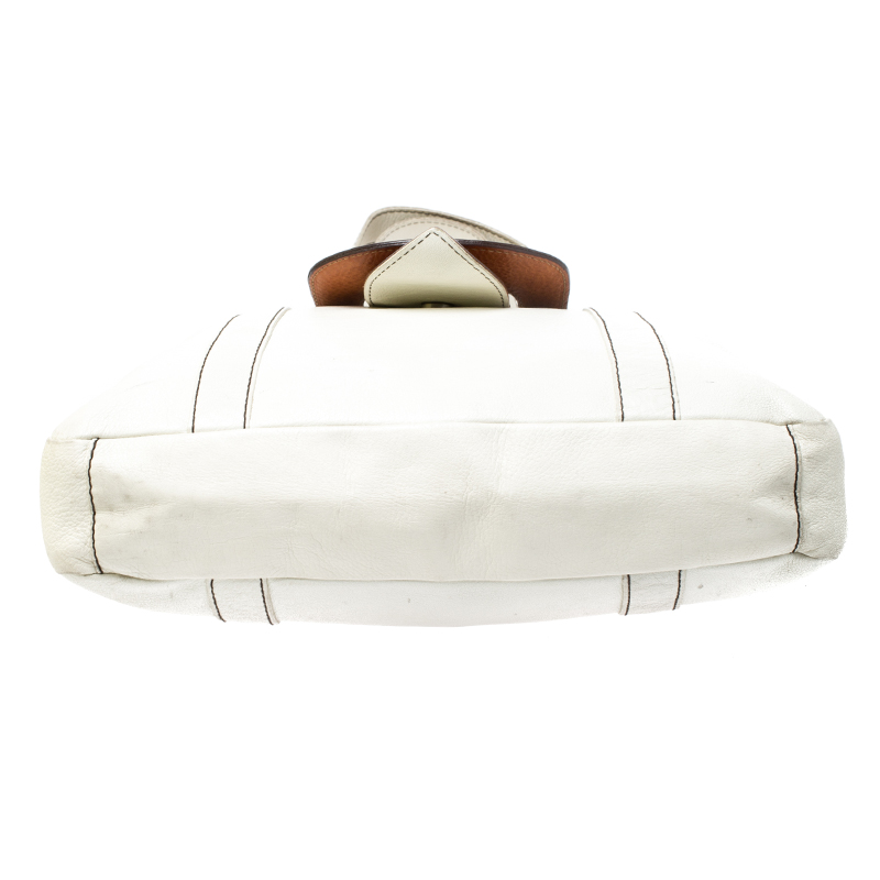 Dolce & Gabbana White/Buckle Leather Buckle Tote