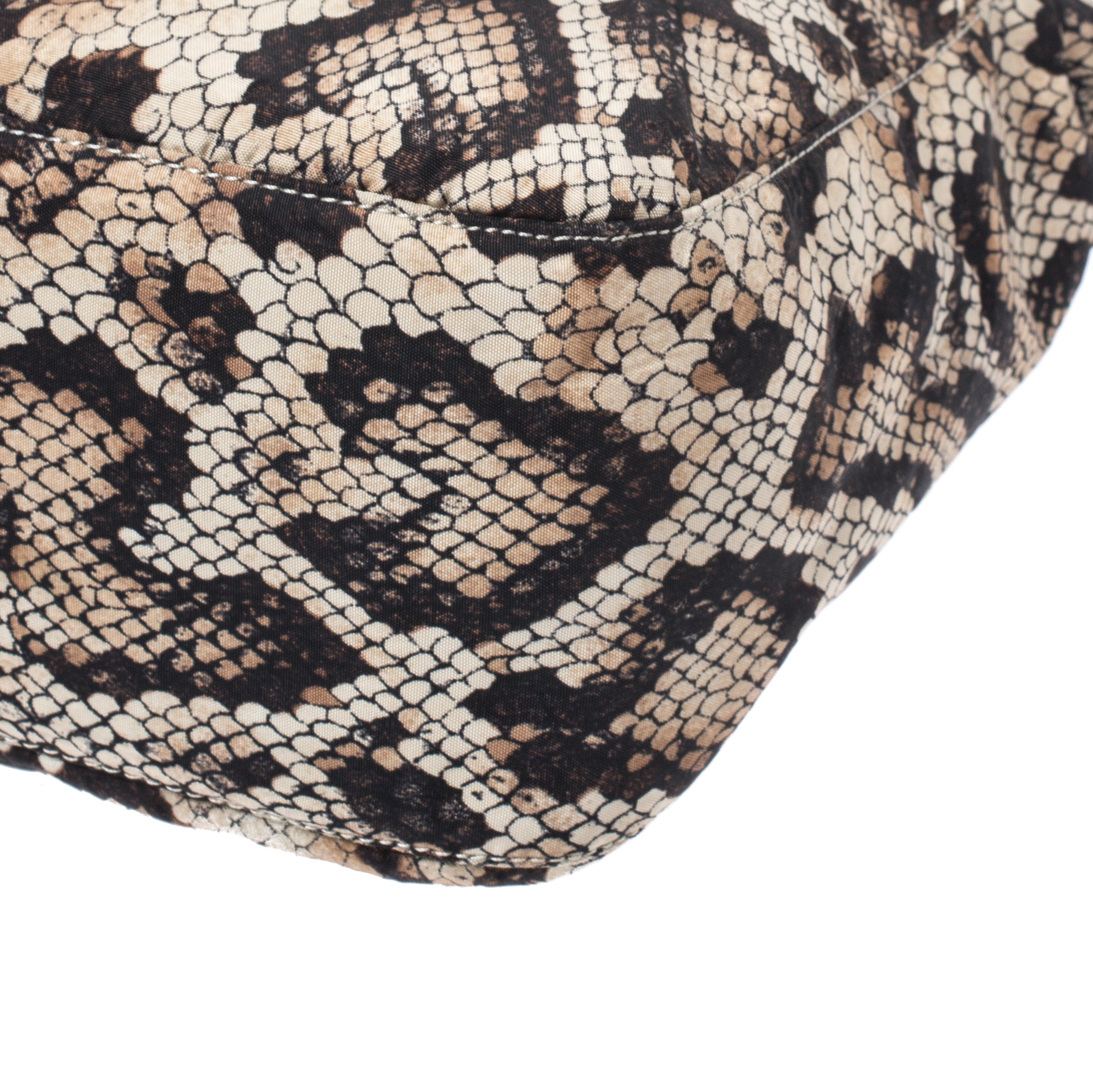 Dolce & Gabbana Beige/Black Python Print Fabric Tote