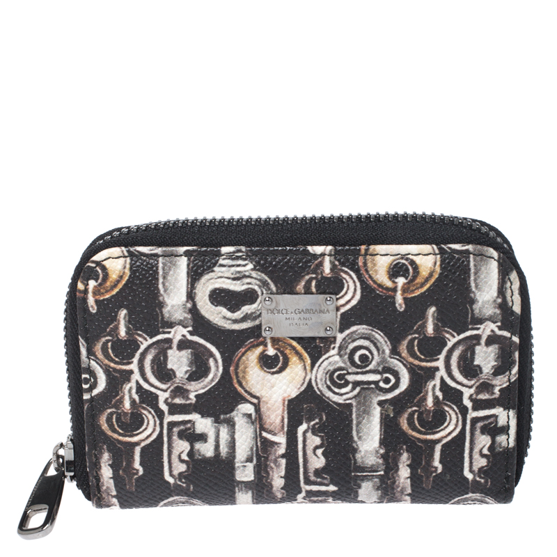 Image of Dolce & Gabbana Black Key Print Canvas Coin Wallet