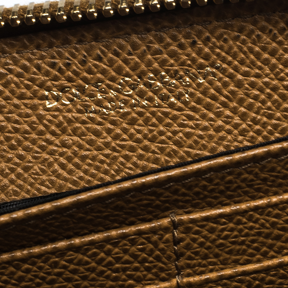 Dolce & Gabbana Tan Leather Strappy Zip Around Wallet