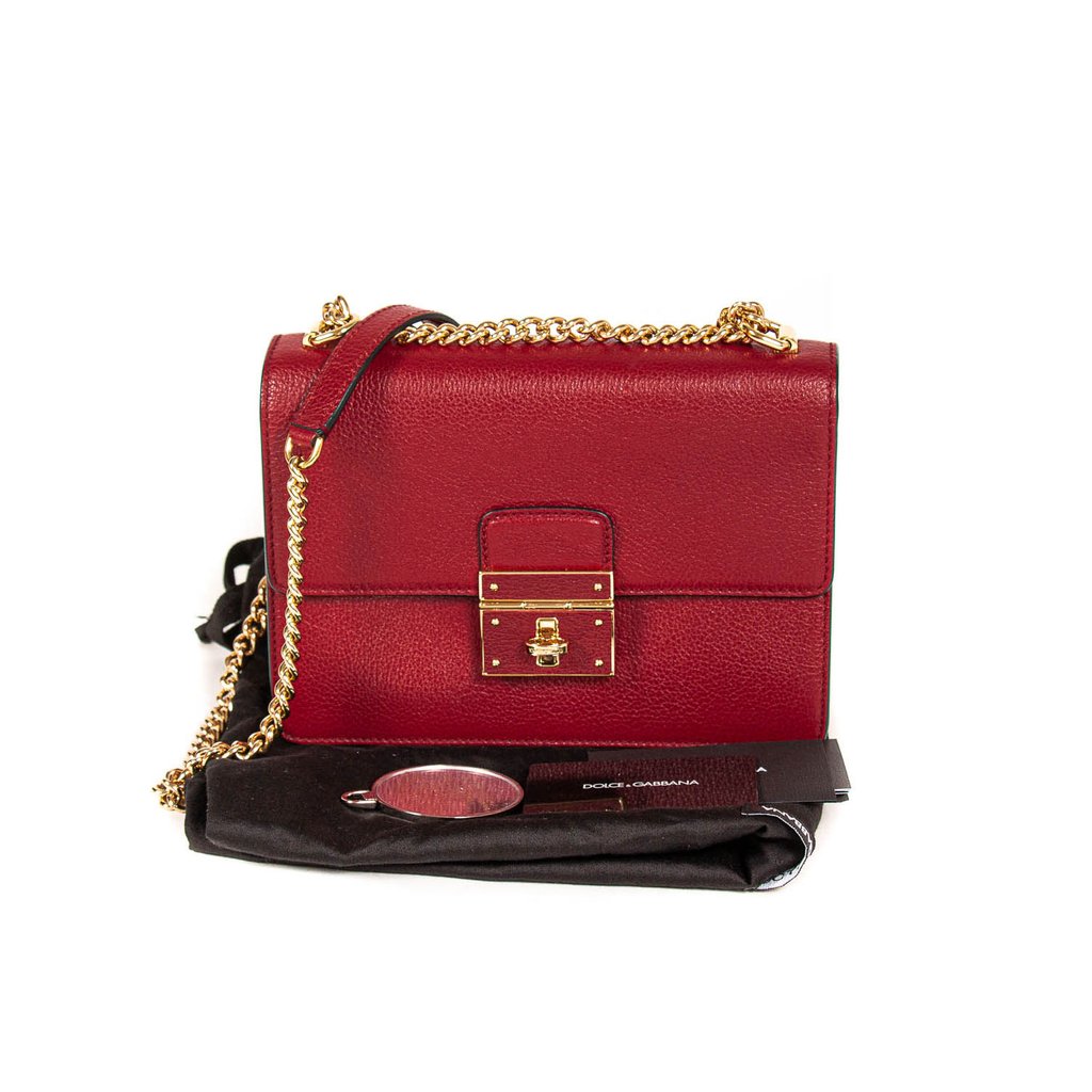 Dolce & Gabbana Red Leather Rosalia Shoulder Bag