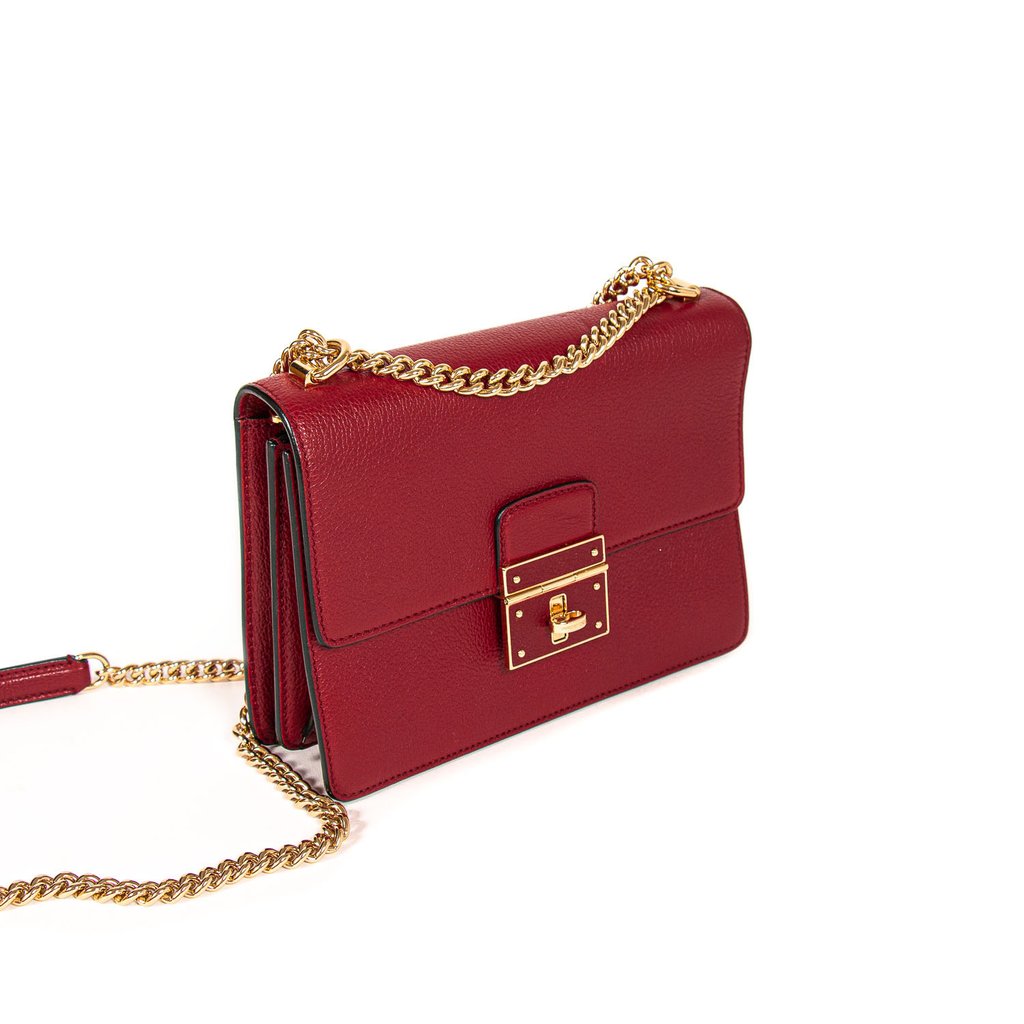 Dolce & Gabbana Red Leather Rosalia Shoulder Bag