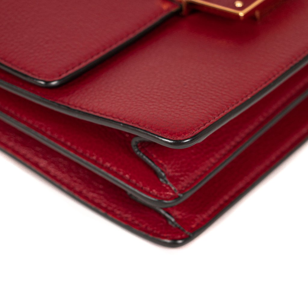 Dolce & Gabbana Red Leather Rosalia Shoulder Bag