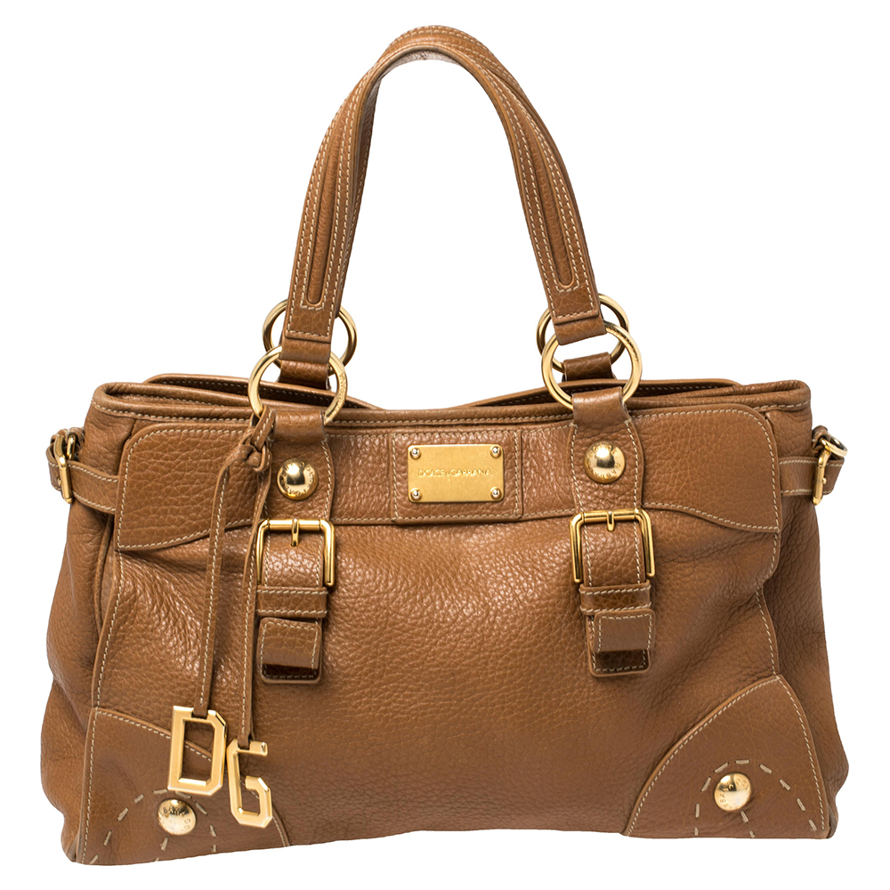 Dolce & Gabbana Brown Grained Leather Tote