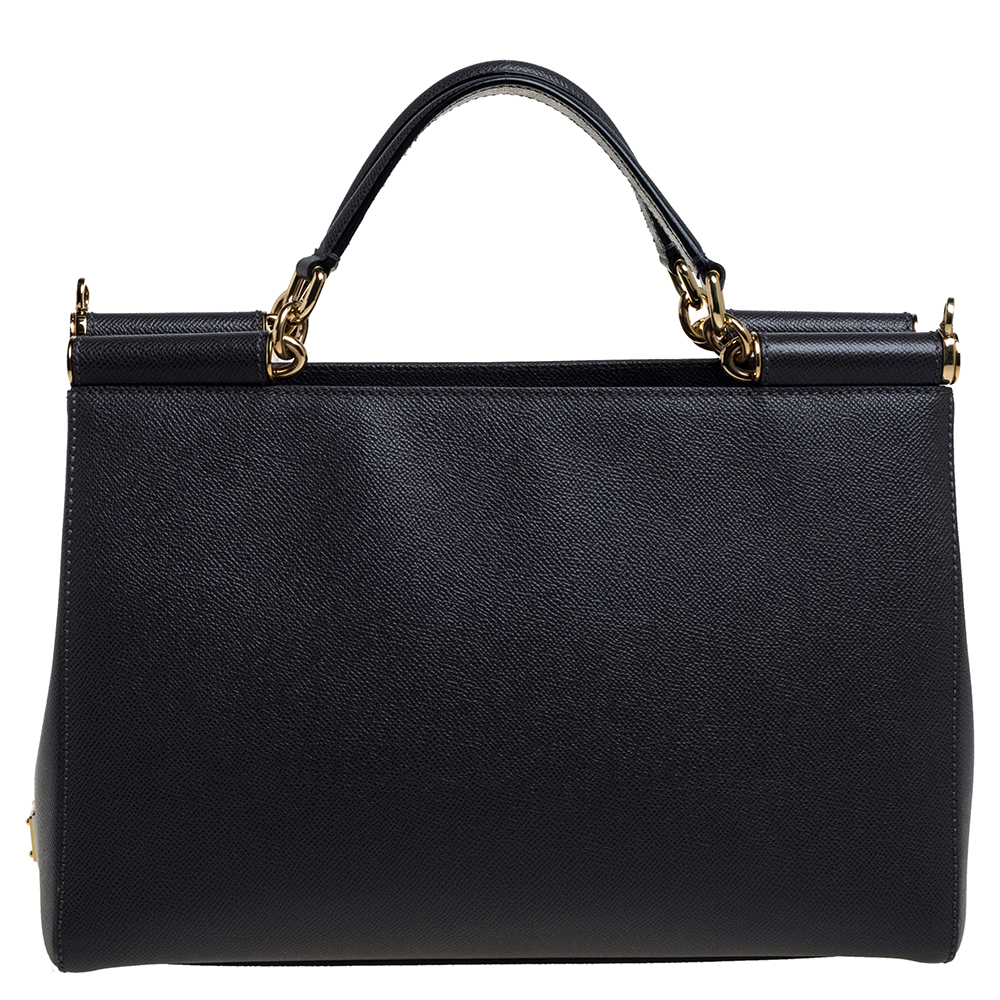 Dolce & Gabbana Grey Leather Sicily East West Tote