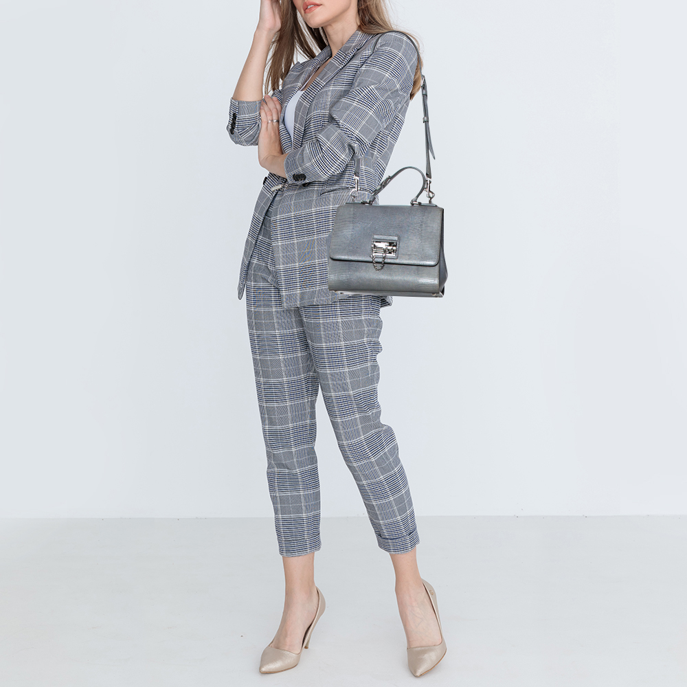 Dolce & Gabbana Stone Blue Lizard Embossed Leather Medium Miss Monica Top Handle Bag
Dolce & Gabbana Stone Blue Lizard Embossed Leather Medium Miss Monica Top Handle Bag