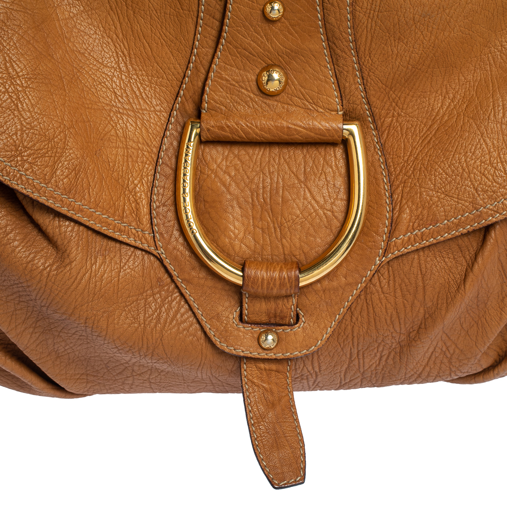 Dolce & Gabbana Brown Leather D-Ring Hobo