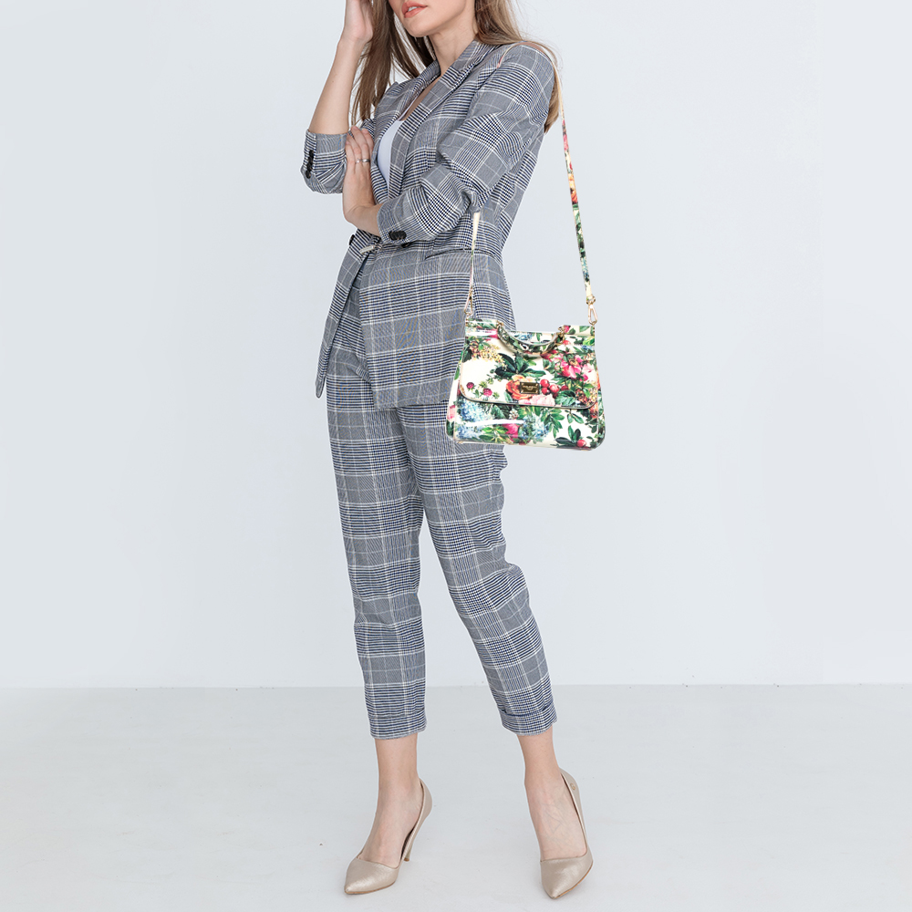 

Dolce & Gabbana Multicolor Floral Print Patent Leather Medium Miss Sicily Top Handle Bag