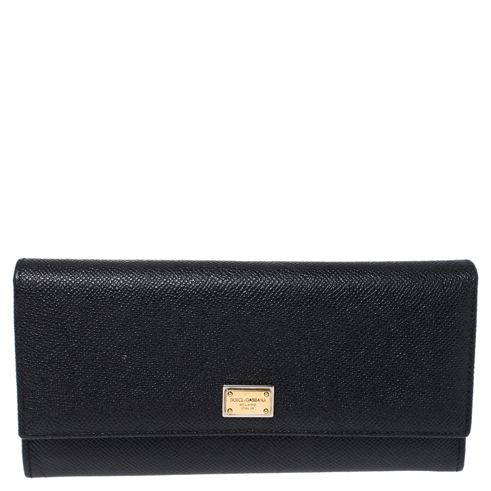 Dolce & Gabbana Black Leather Dauphine Continental Wallet