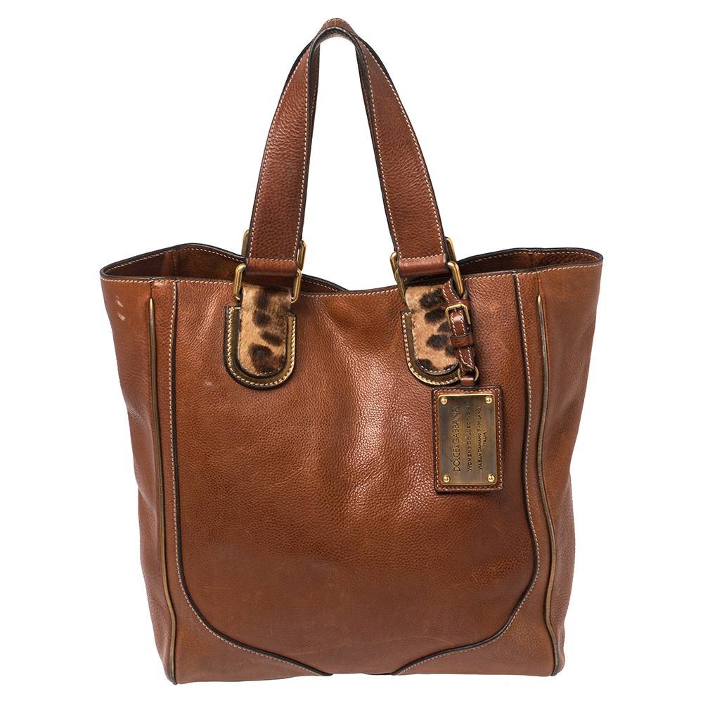 Dolce & Gabbana Brown Leather Miss Exotic Tote