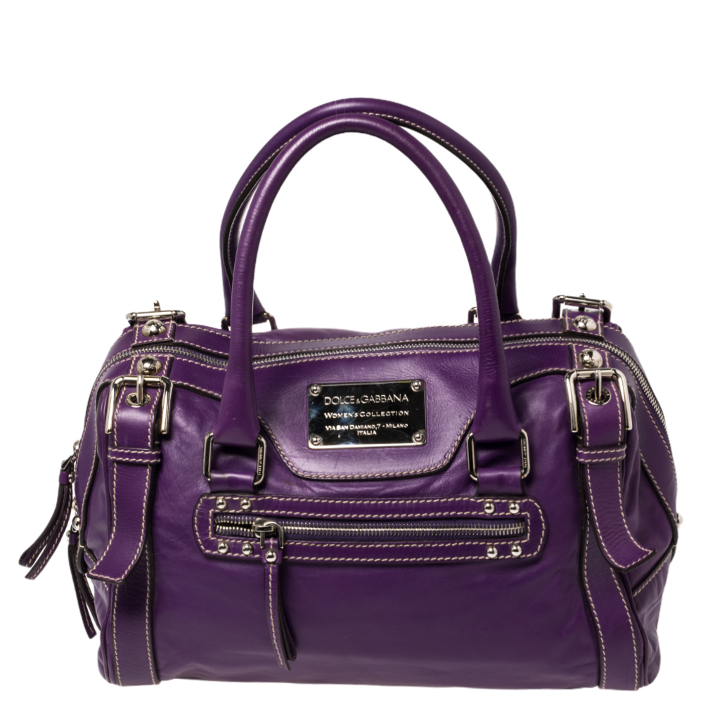 Dolce & Gabbana Purple Leather Miss Easy Way Satchel
