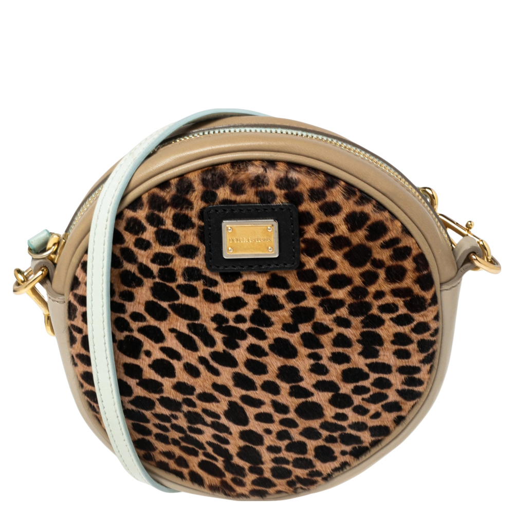 Dolce & gabbana multicolor/leopard print calf hair and leather shoulder bag