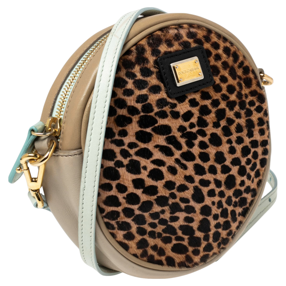 Dolce & Gabbana Multicolor/Leopard Print Calf Hair And Leather Shoulder Bag