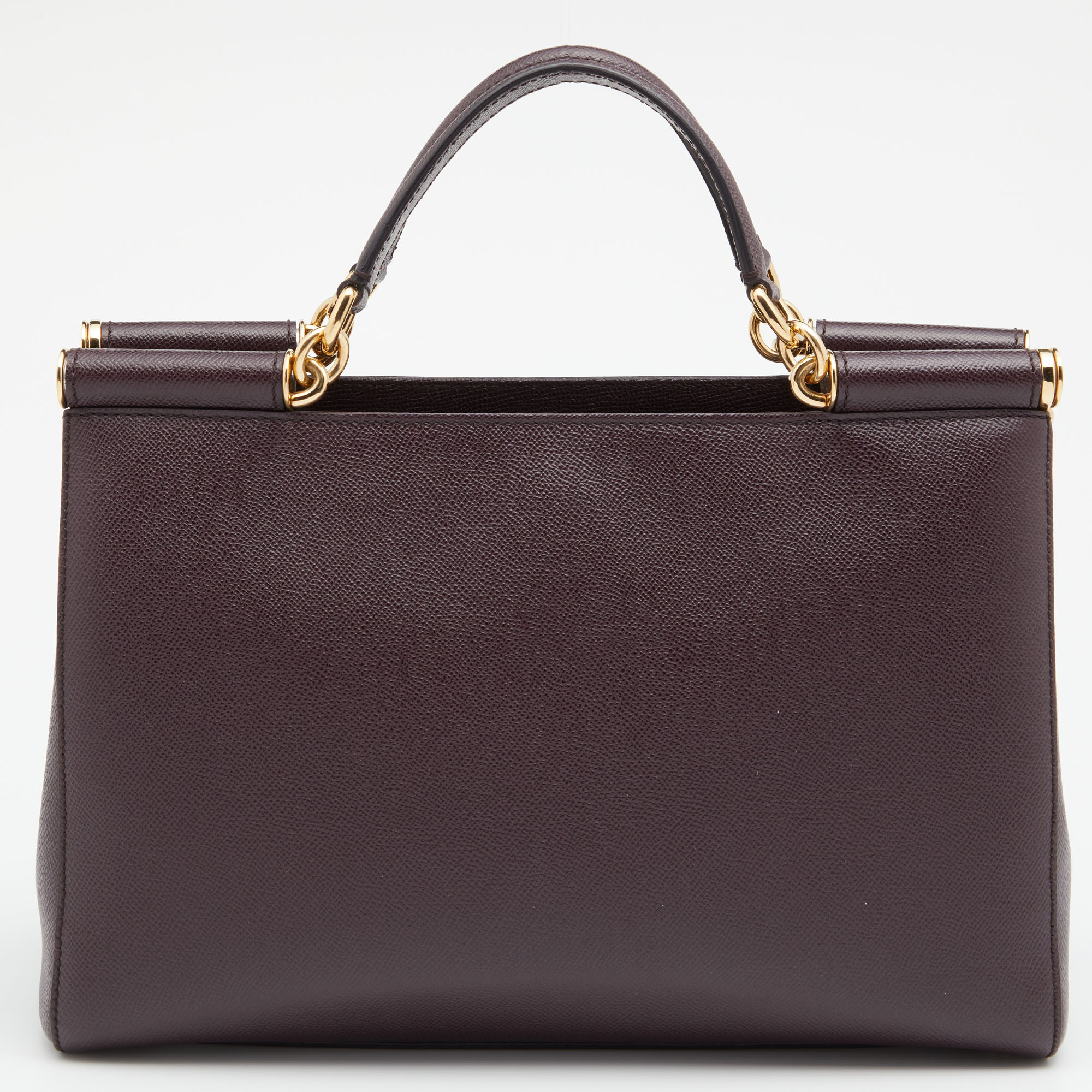 Dolce & Gabbana Burgundy Leather Miss Sicily Tote