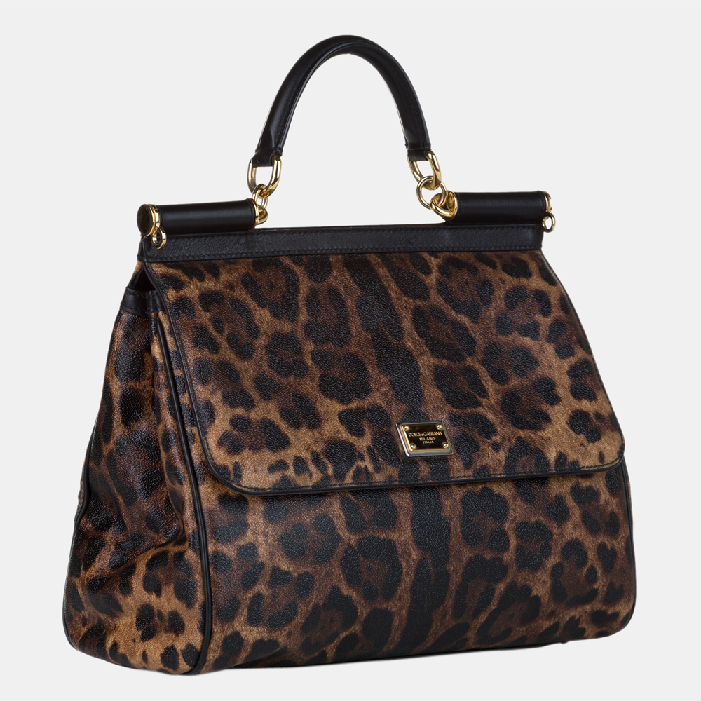 

Dolce & Gabbana Brown Miss Sicily Printed Leather Satchel