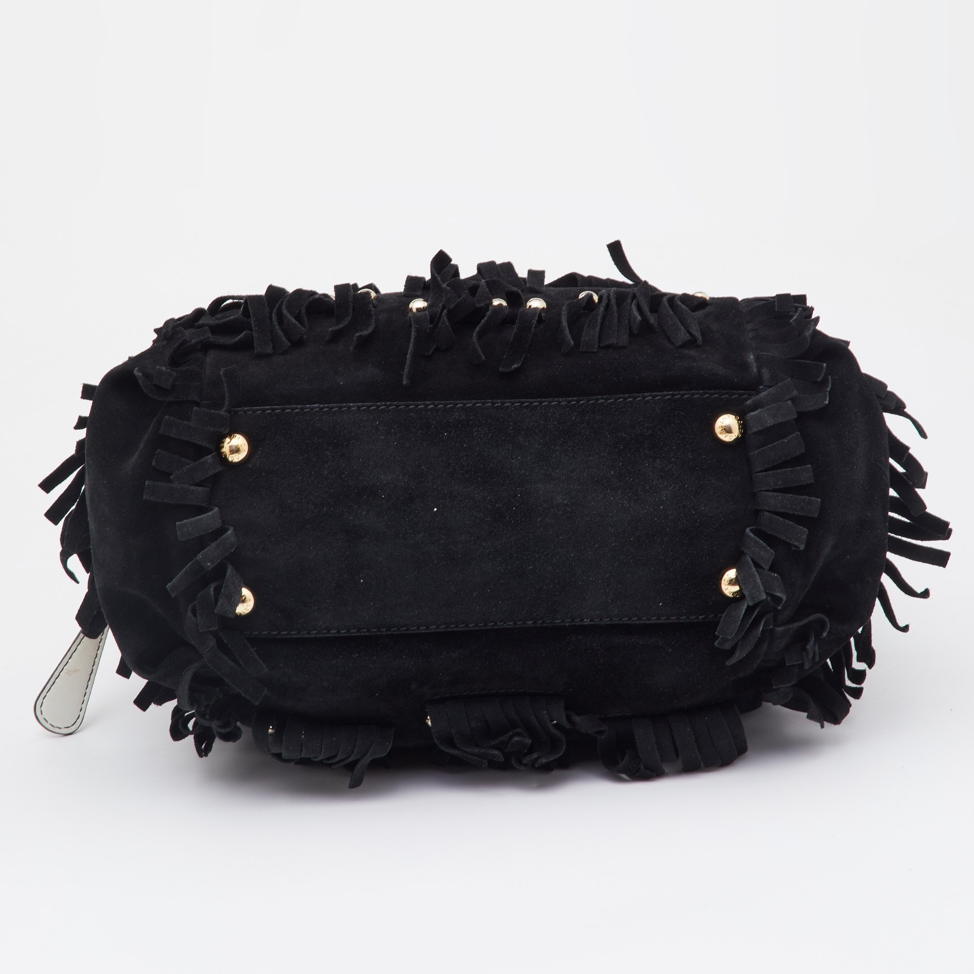 Dolce & Gabbana Black Suede And Leather Fringed Satchel
