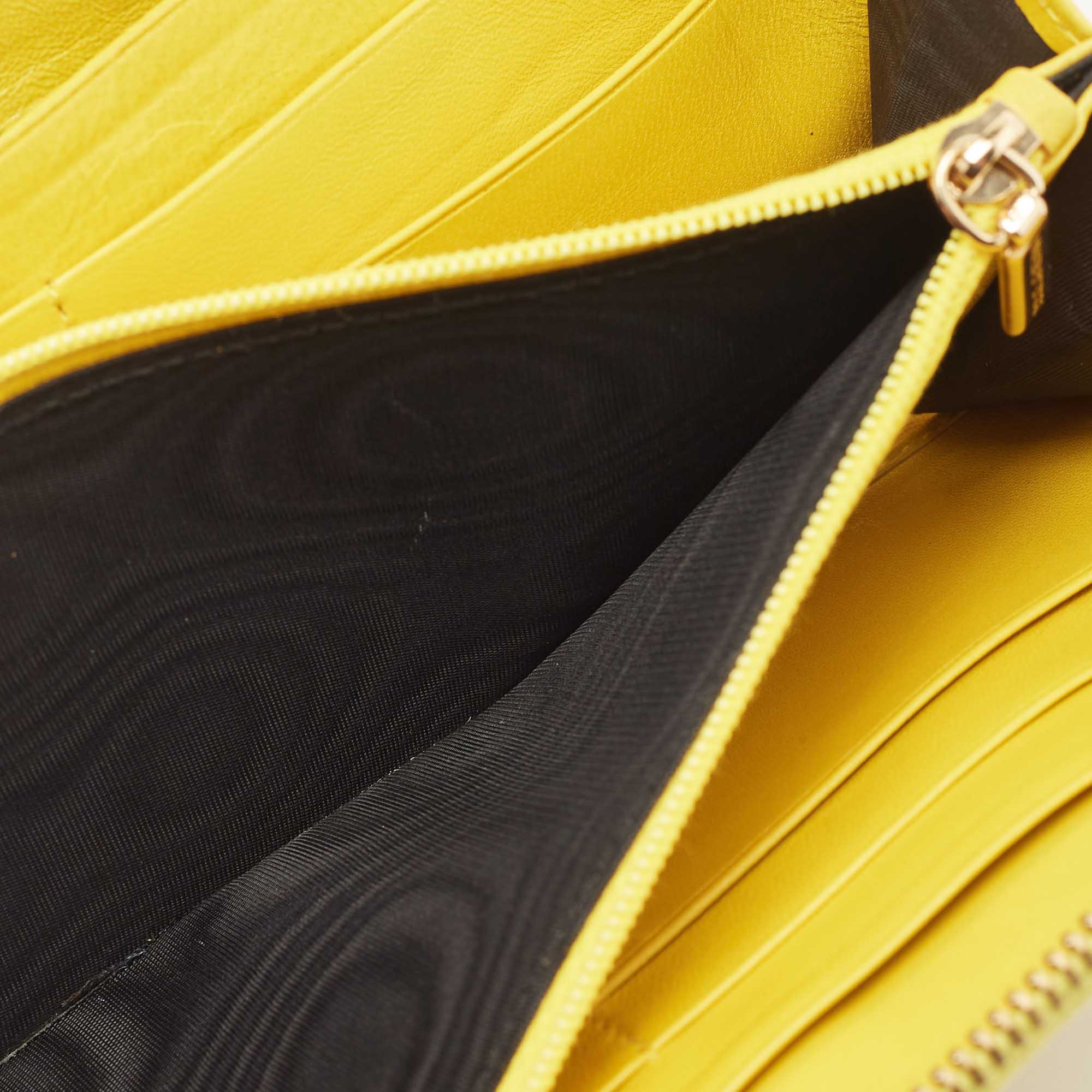 Dolce & Gabbana Yellow Leather Logo Zip Around Wallet