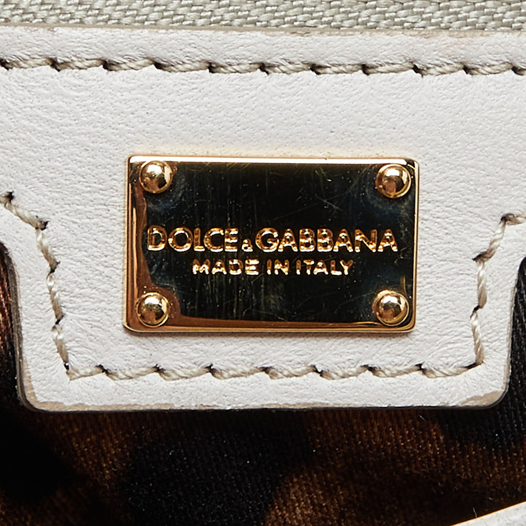 Dolce & Gabbana Beige Python And Raffia Miss Sicily Top Handle Bag