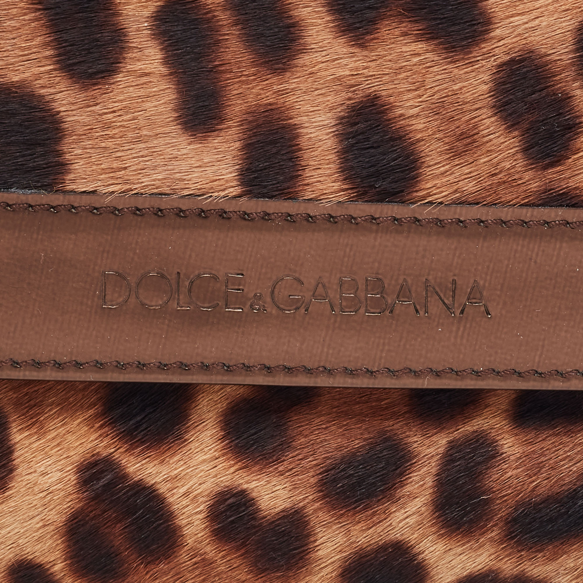 Dolce & Gabbana Brown Leopard Print Calfhair And Patent Leather Continental Wallet