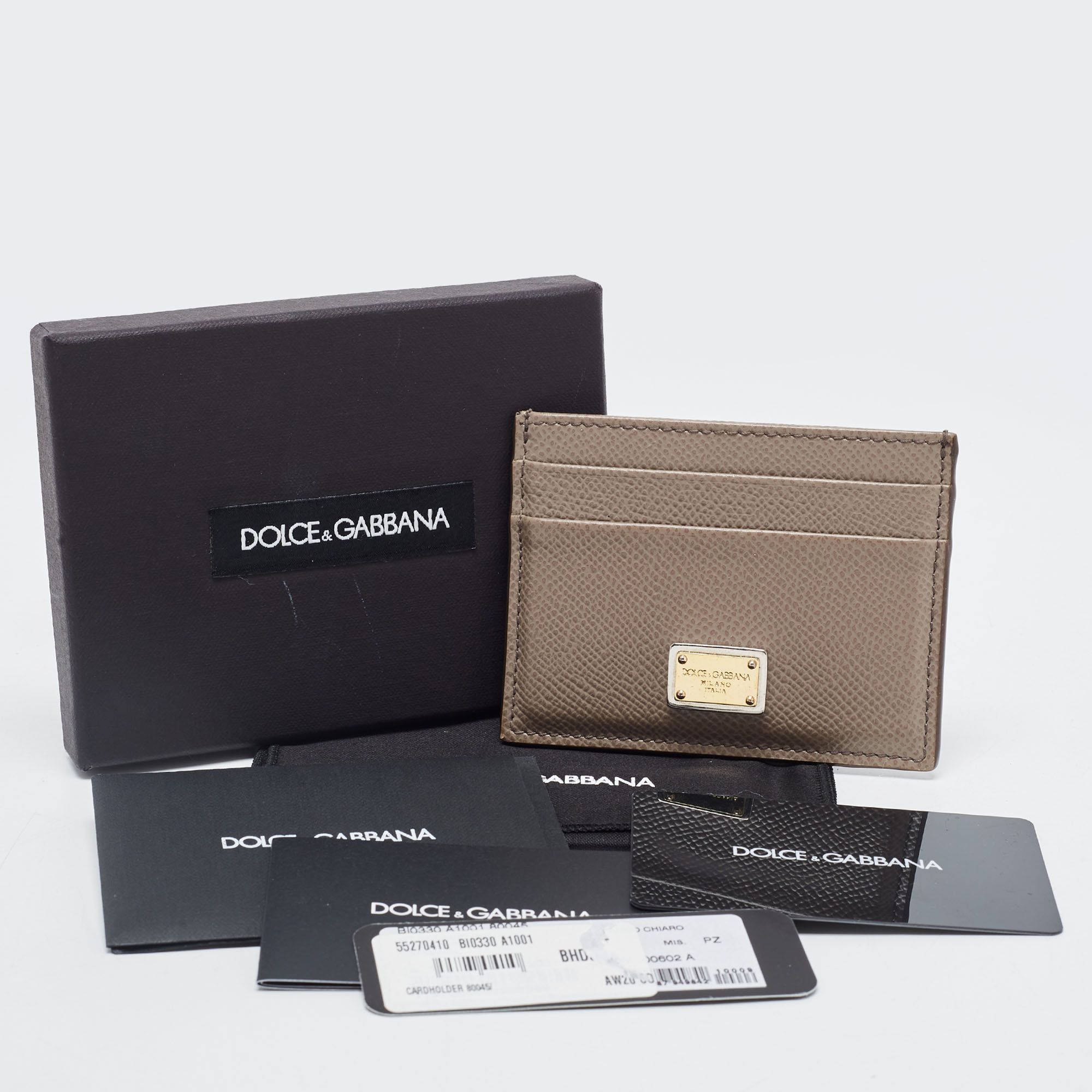 Dolce & Gabbana Grey Leather Logo Card Holder