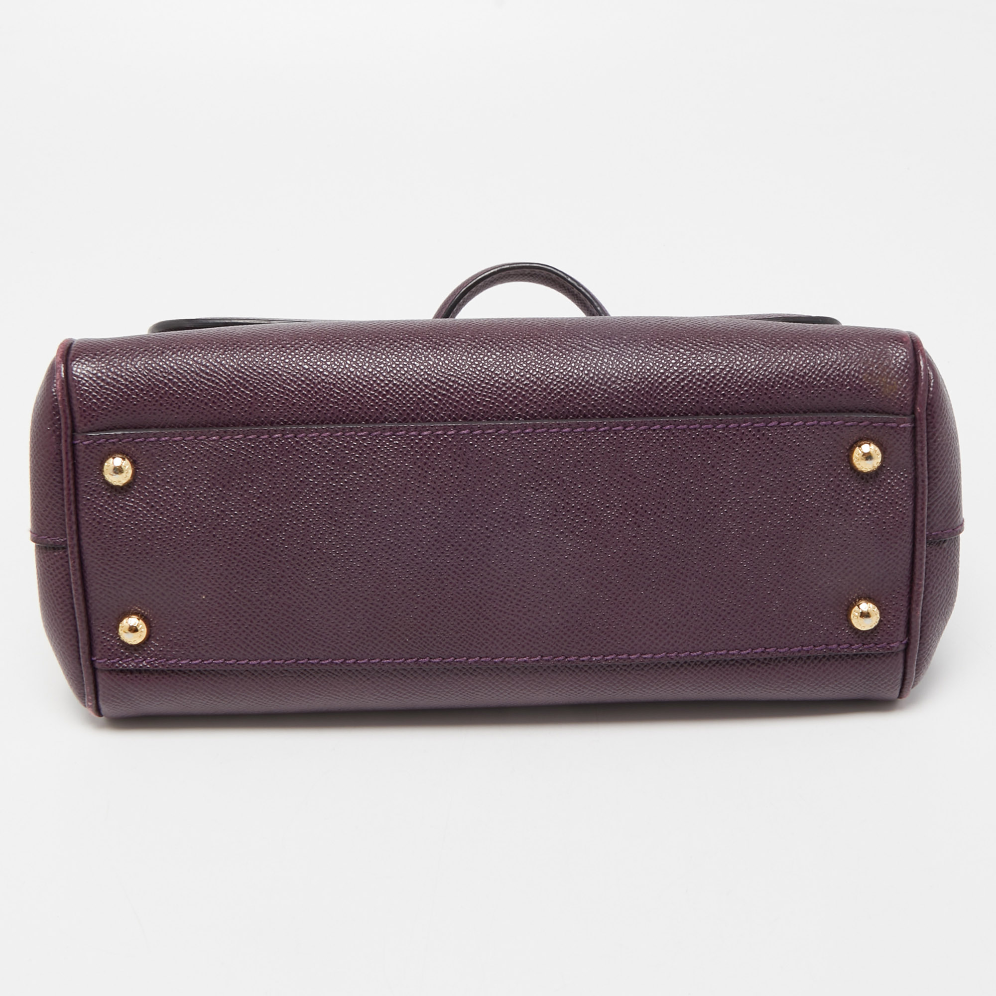 Dolce & Gabbana Purple Leather Medium Miss Sicily Top Handle Bag