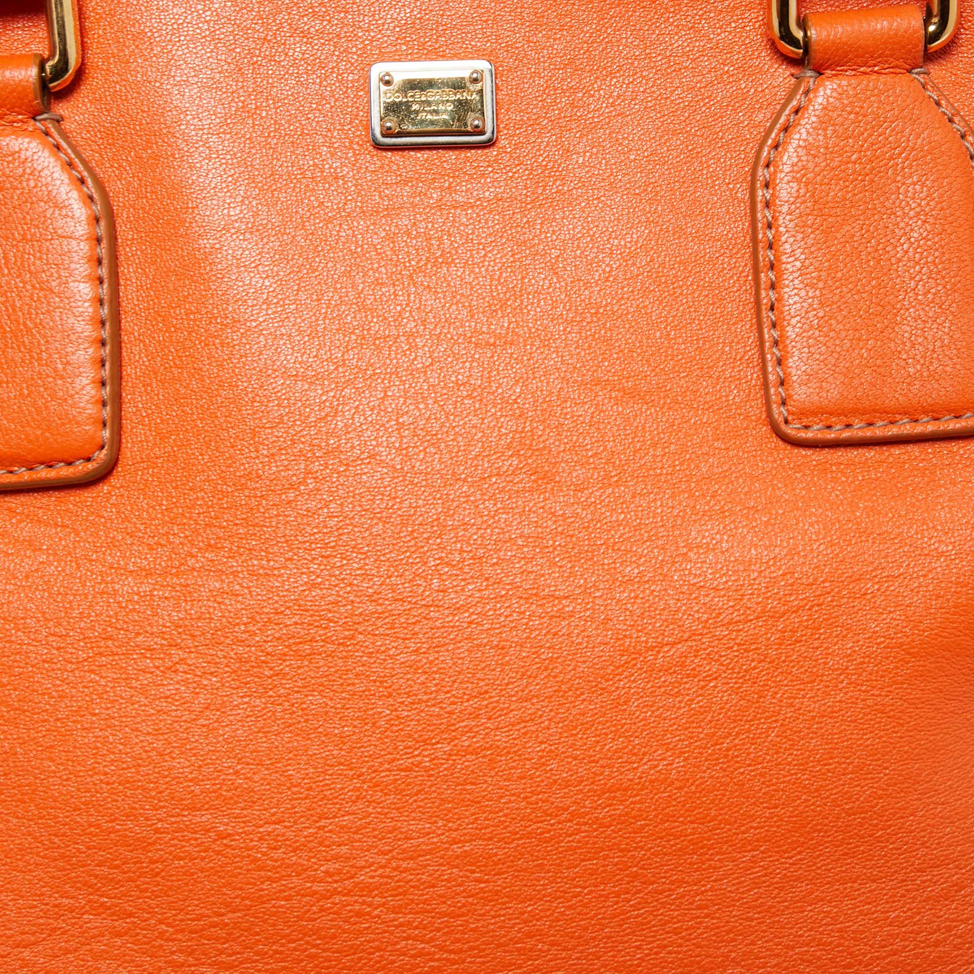 Dolce & Gabbana Orange Leather Twist Laptop Bag