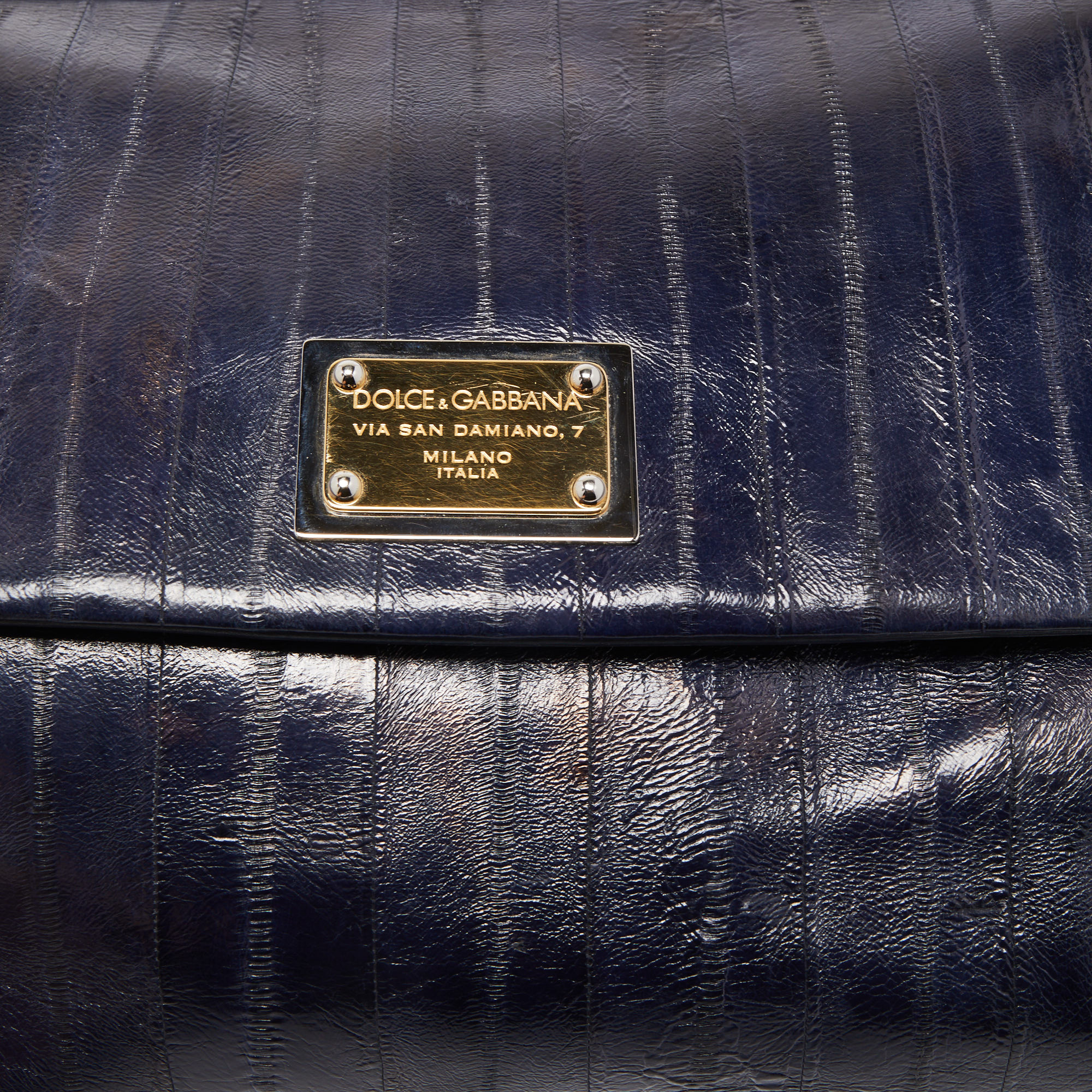 Dolce & Gabbana Blue Eel Leather Large Miss Sicily Bag
