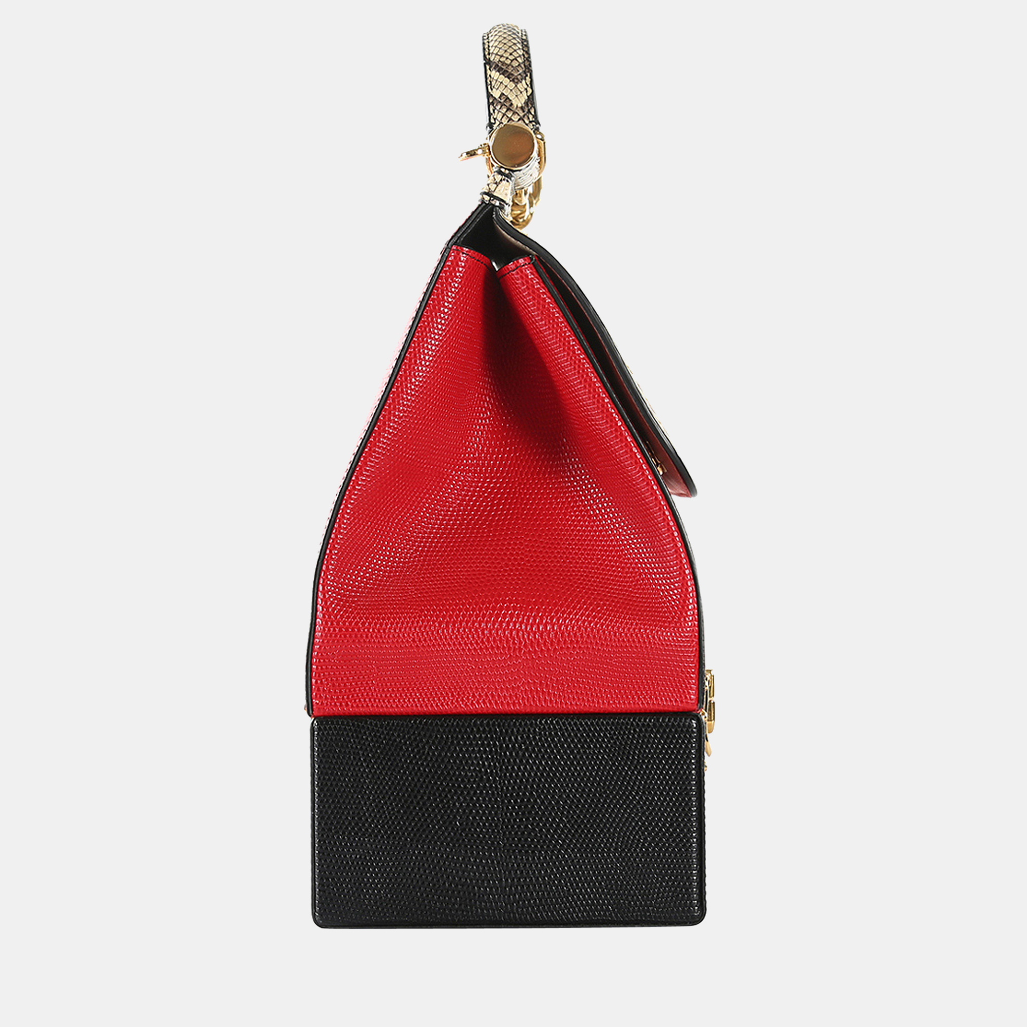 

Dolce & Gabbana Beige/Red/Black Python & Lizard Leather Miss Sicily Bag, Multicolor