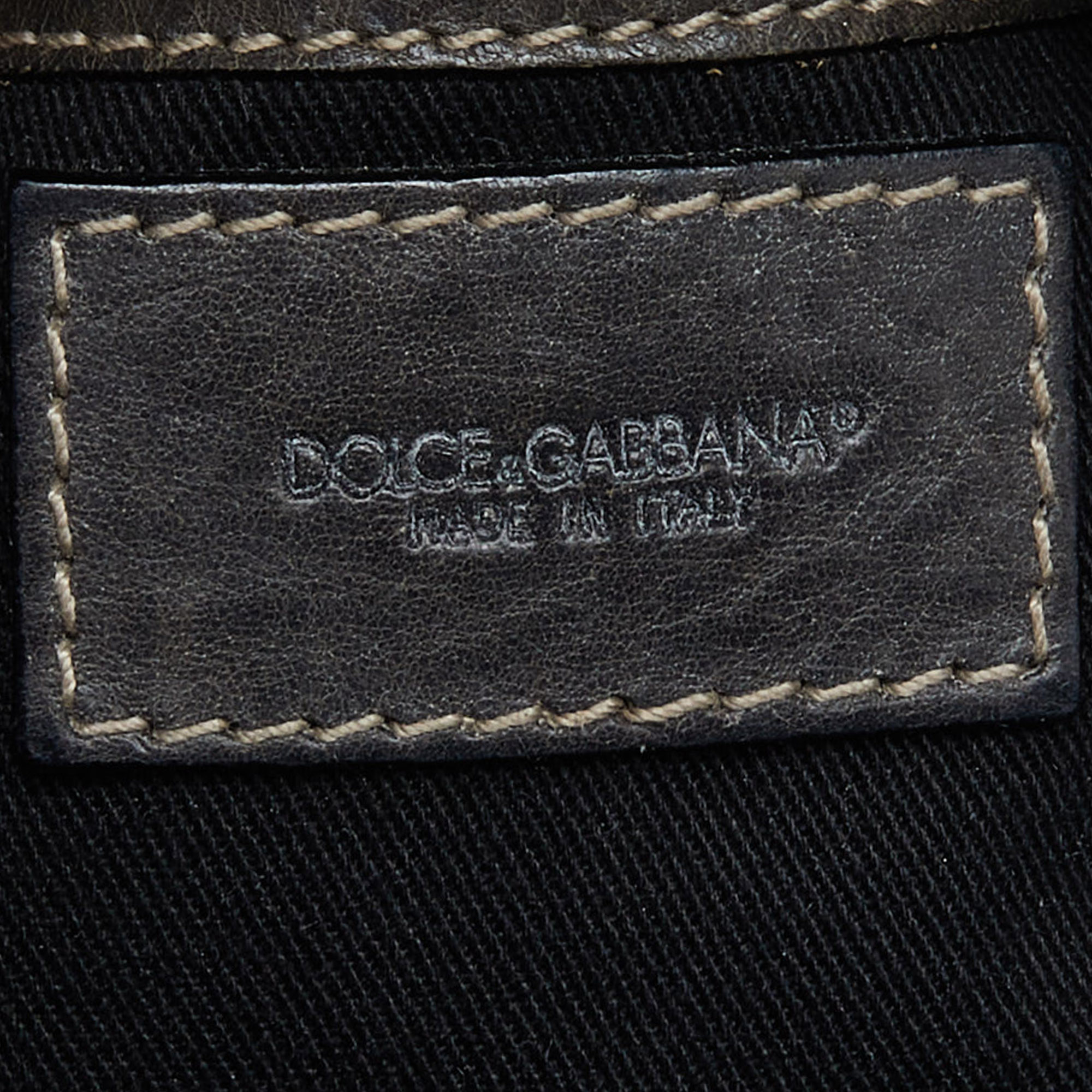 Dolce & Gabbana Grey/Beige Leather Miss Glamorous Satchel
