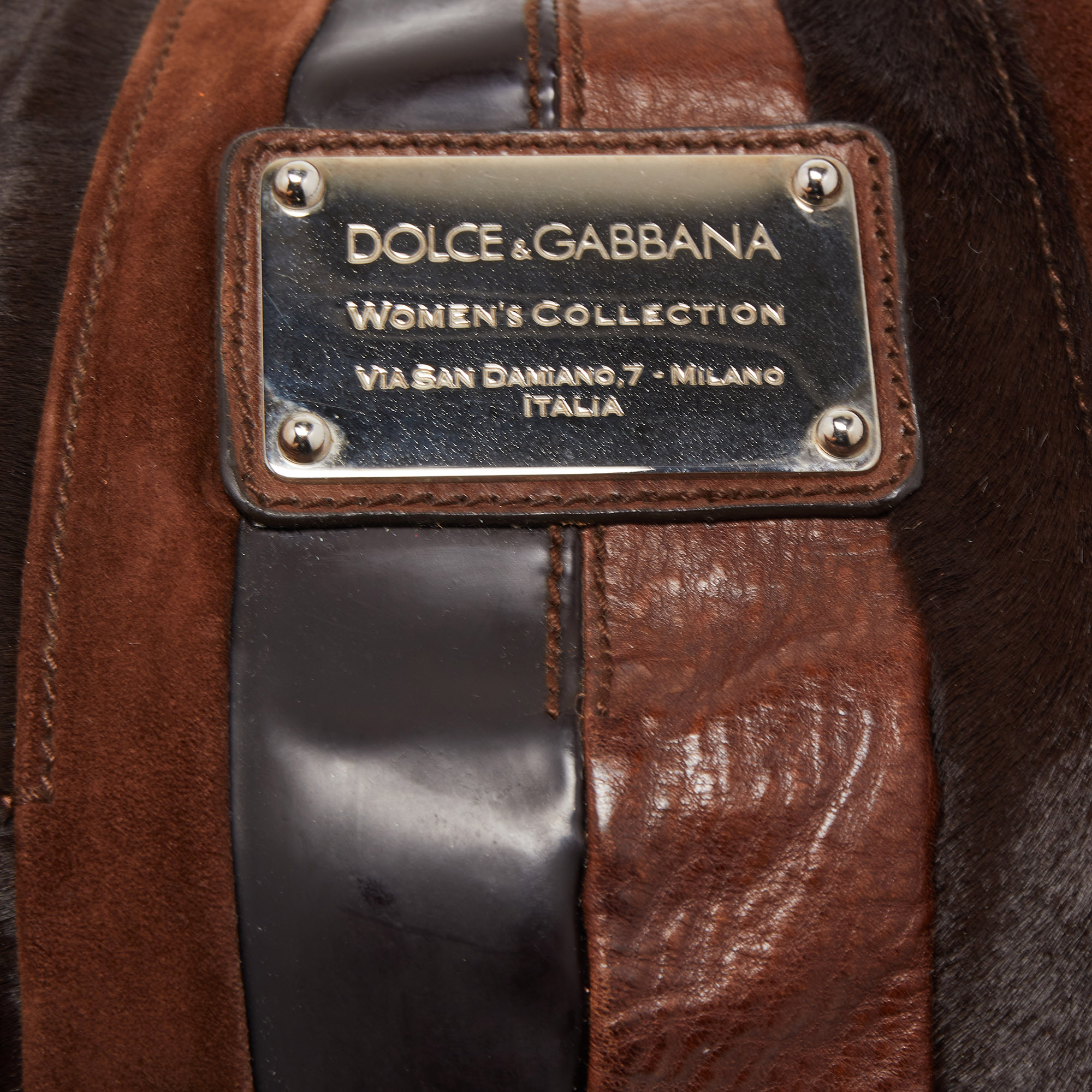 Dolce & Gabbana Dark Brown Mix Leather Miss Urbanette Satchel