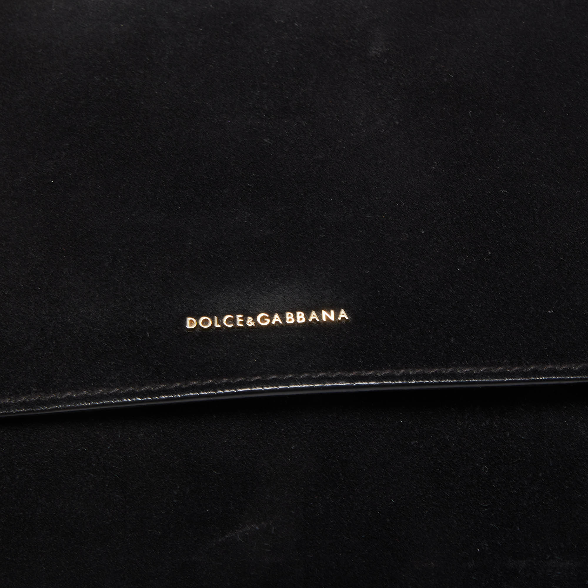Dolce & Gabbana Black Suede Soft Miss Sicily Top Handle Bag