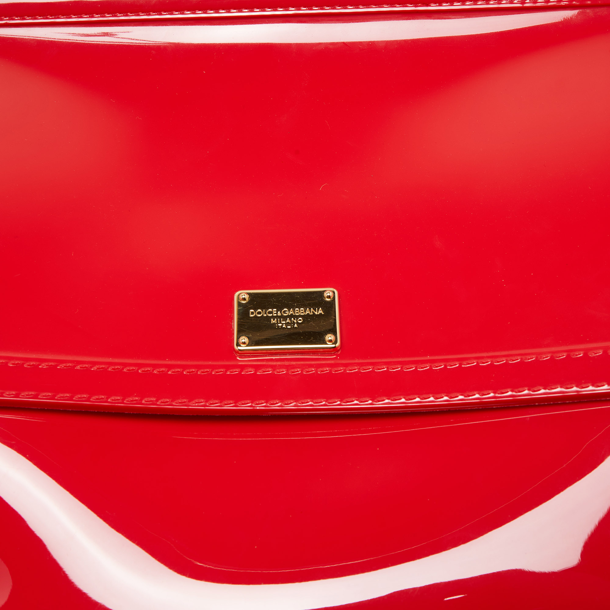 Dolce & Gabbana Red Rubber Miss Sicily Top Handle Bag