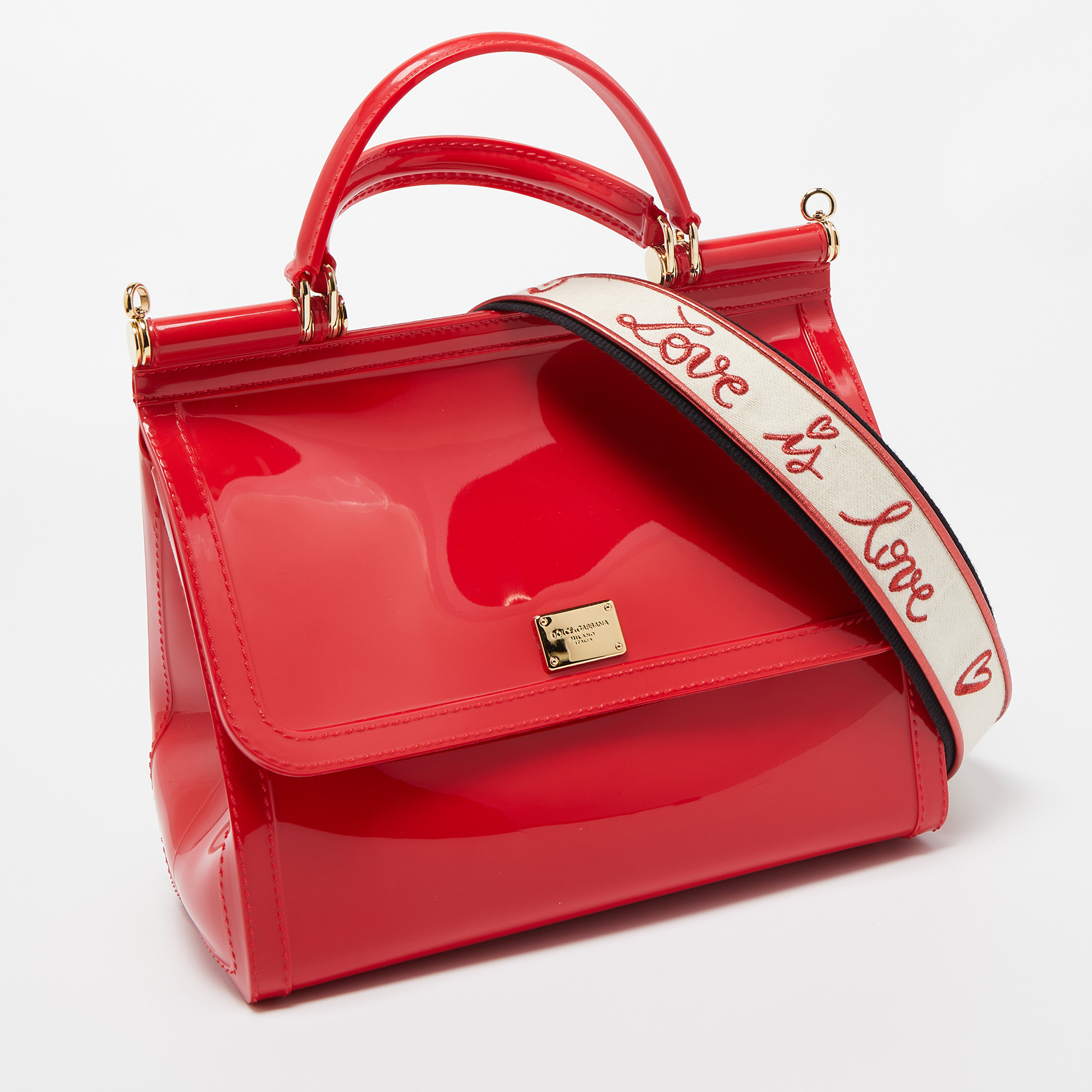 Dolce & Gabbana Red Rubber Miss Sicily Top Handle Bag