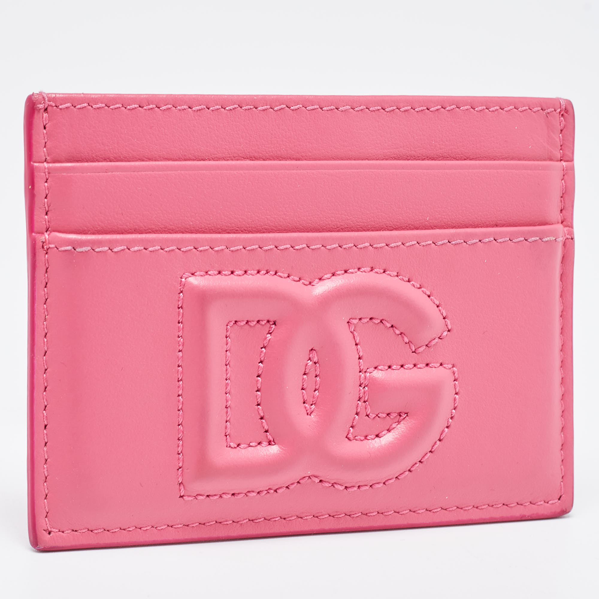 Dolce & Gabbana Pink Leather DG Logo Card Holder