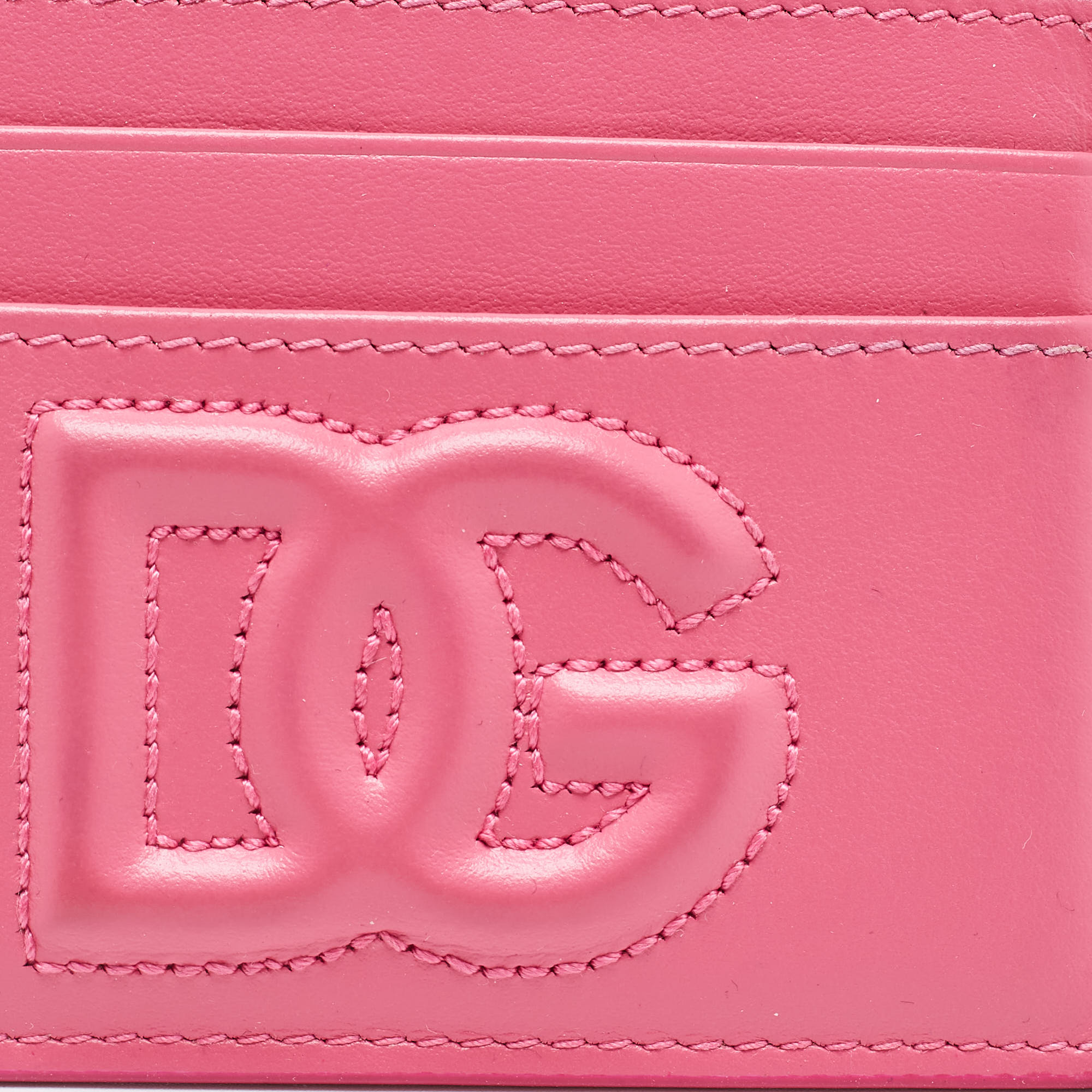 Dolce & Gabbana Pink Leather DG Logo Card Holder