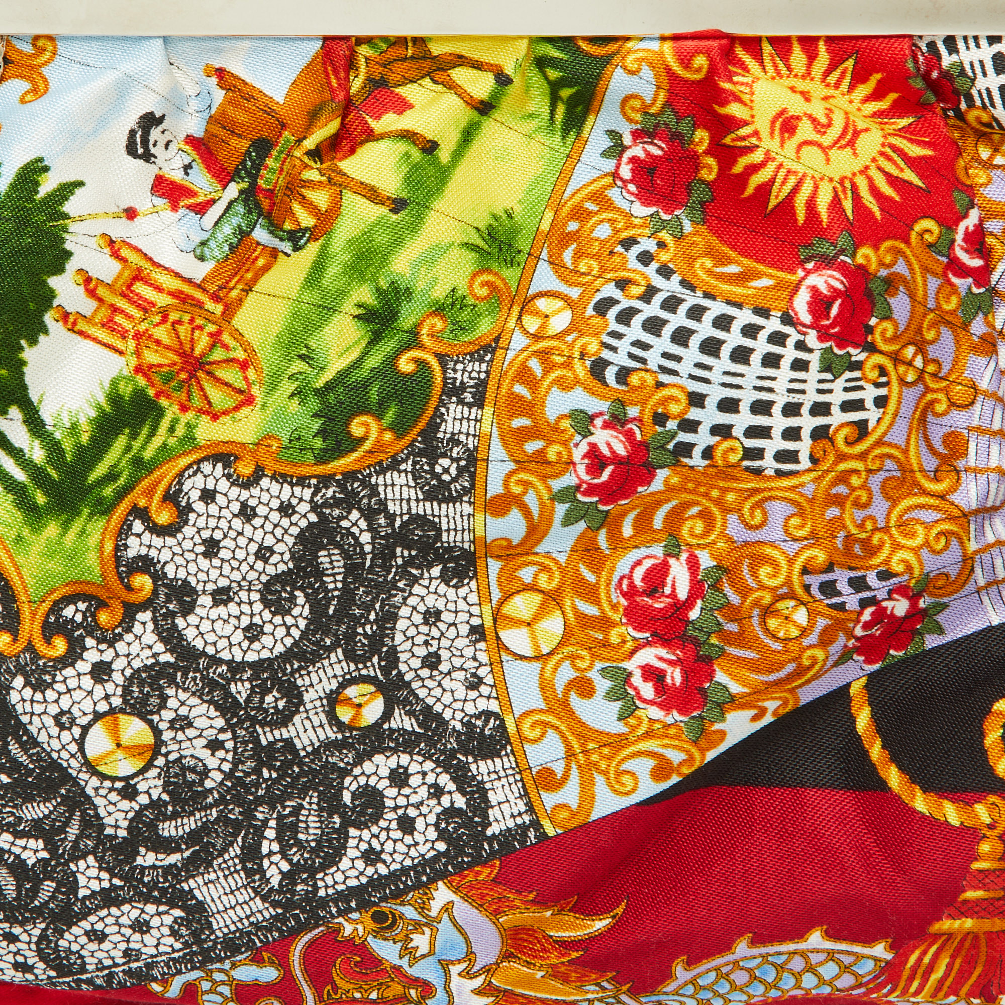 Dolce & Gabbana Multicolor Printed Satin Frame Clutch Bag