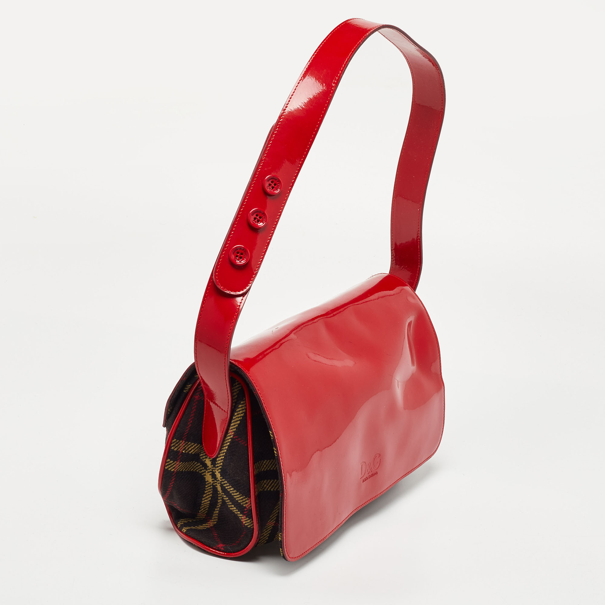 Dolce & Gabbana Multicolor Wool And Patent Leather Shoulder Bag