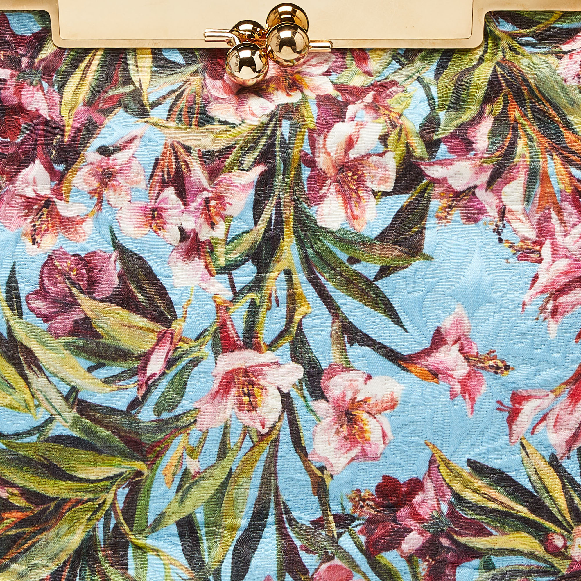 Dolce & Gabbana Multicolor Floral Print Canvas Kisslock Frame Bag