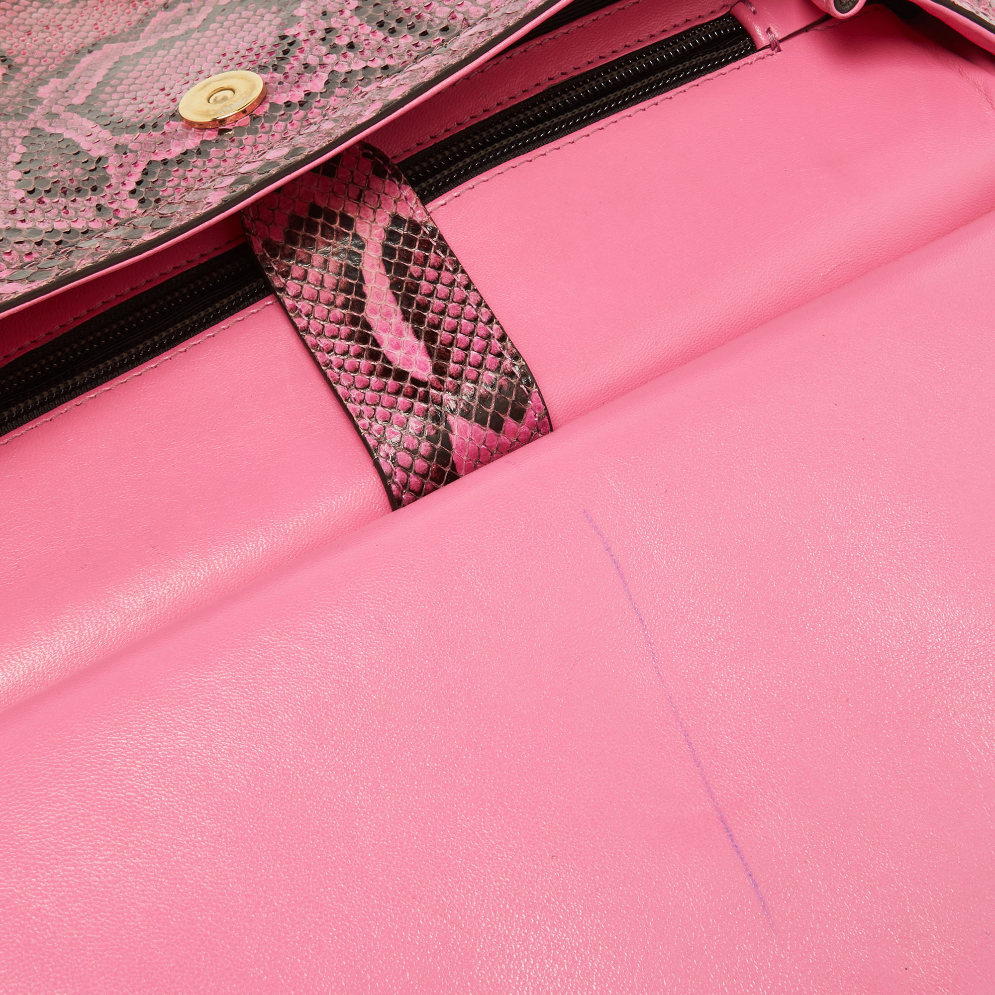Dolce & Gabbana Pink Python Large Miss Sicily Top Handle Bag