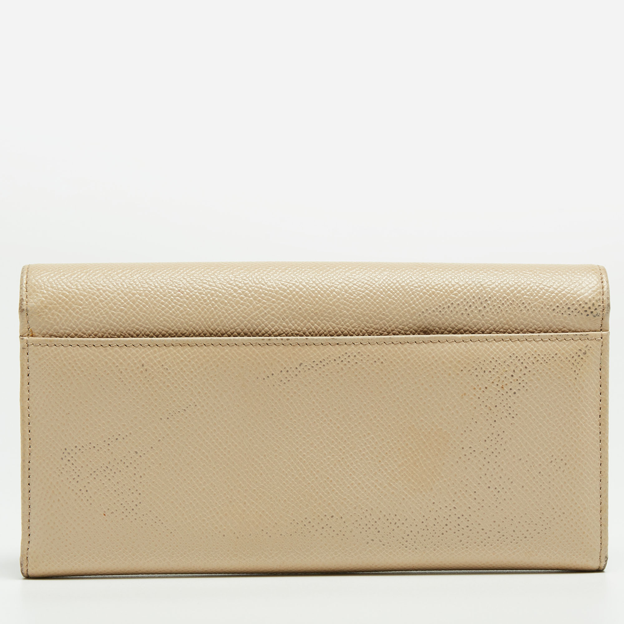 Dolce & Gabbana Beige Leather Dauphine Flap Continental Wallet