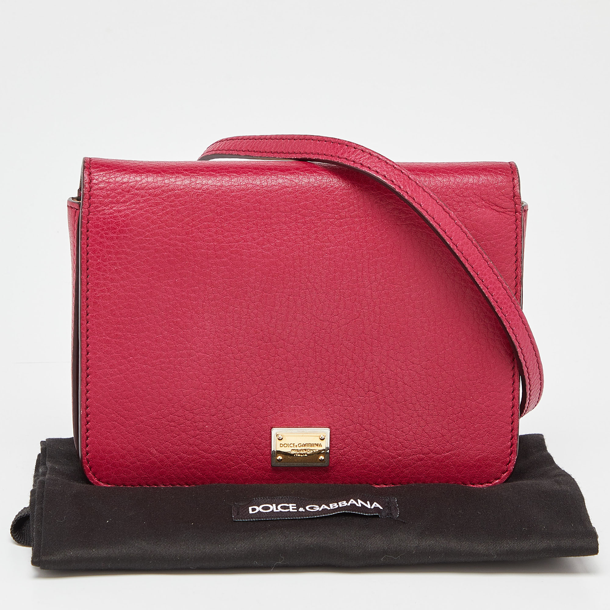 Dolce & Gabbana Pink Leather Mini Dauphine Crossbody Bag