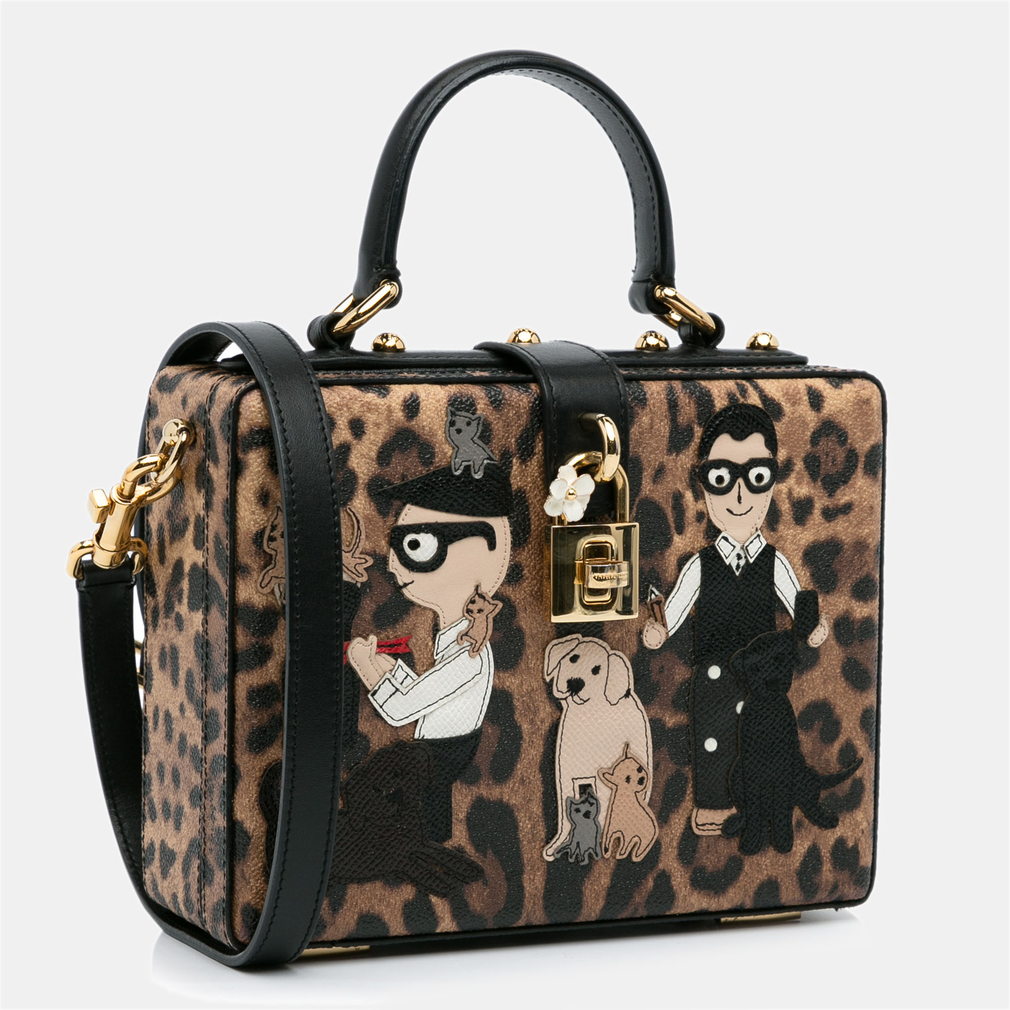 Dolce & Gabbana Leopard Embroidered Box Satchel