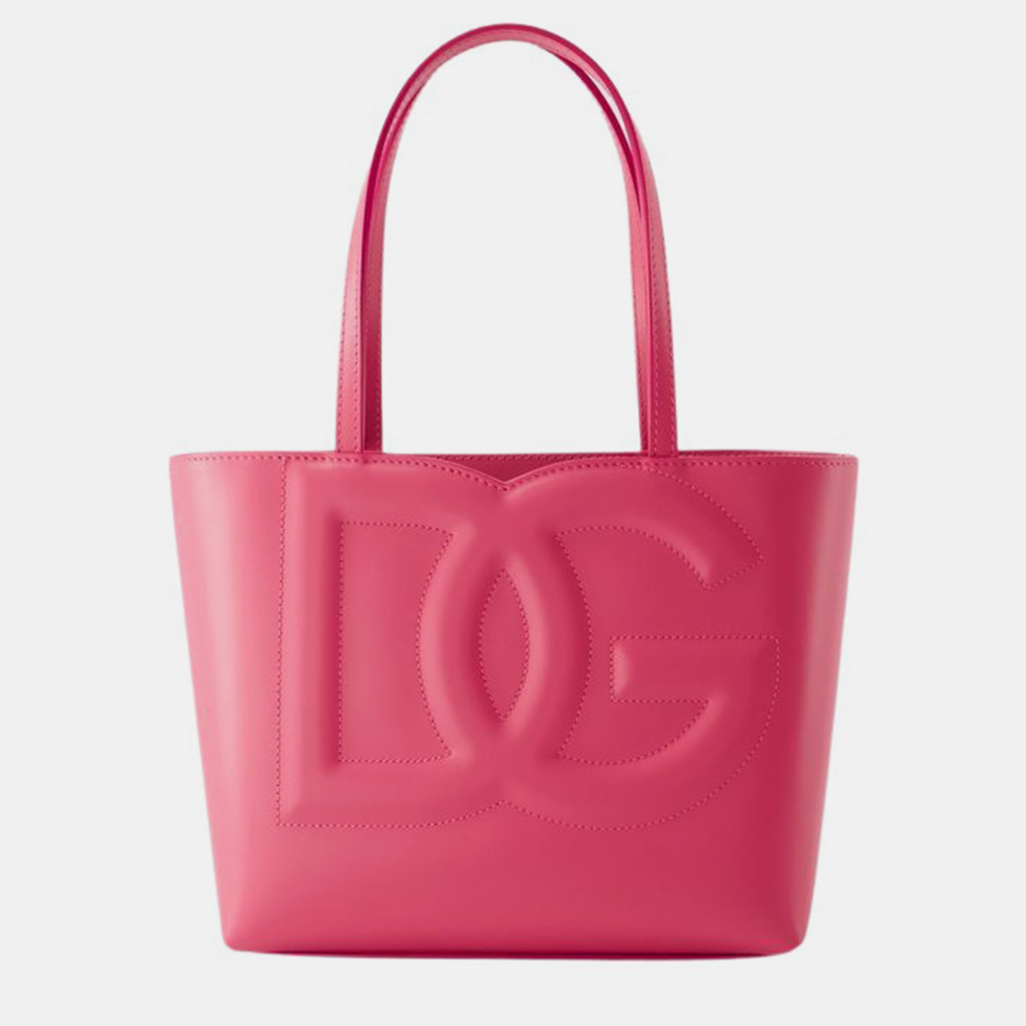 Dolce & Gabbana Pink Leather DG Logo Tote Bag