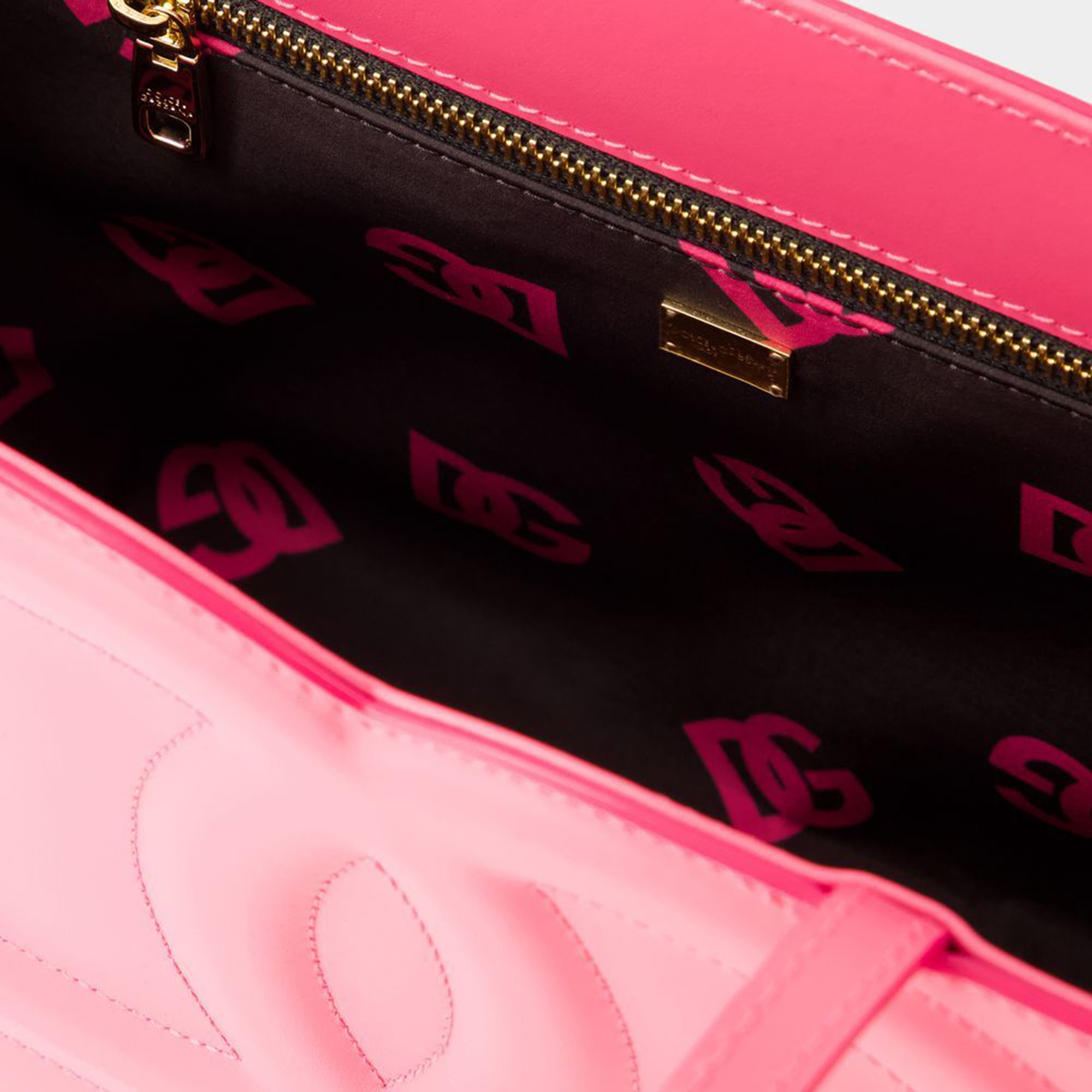 Dolce & Gabbana Pink Leather DG Logo Tote Bag