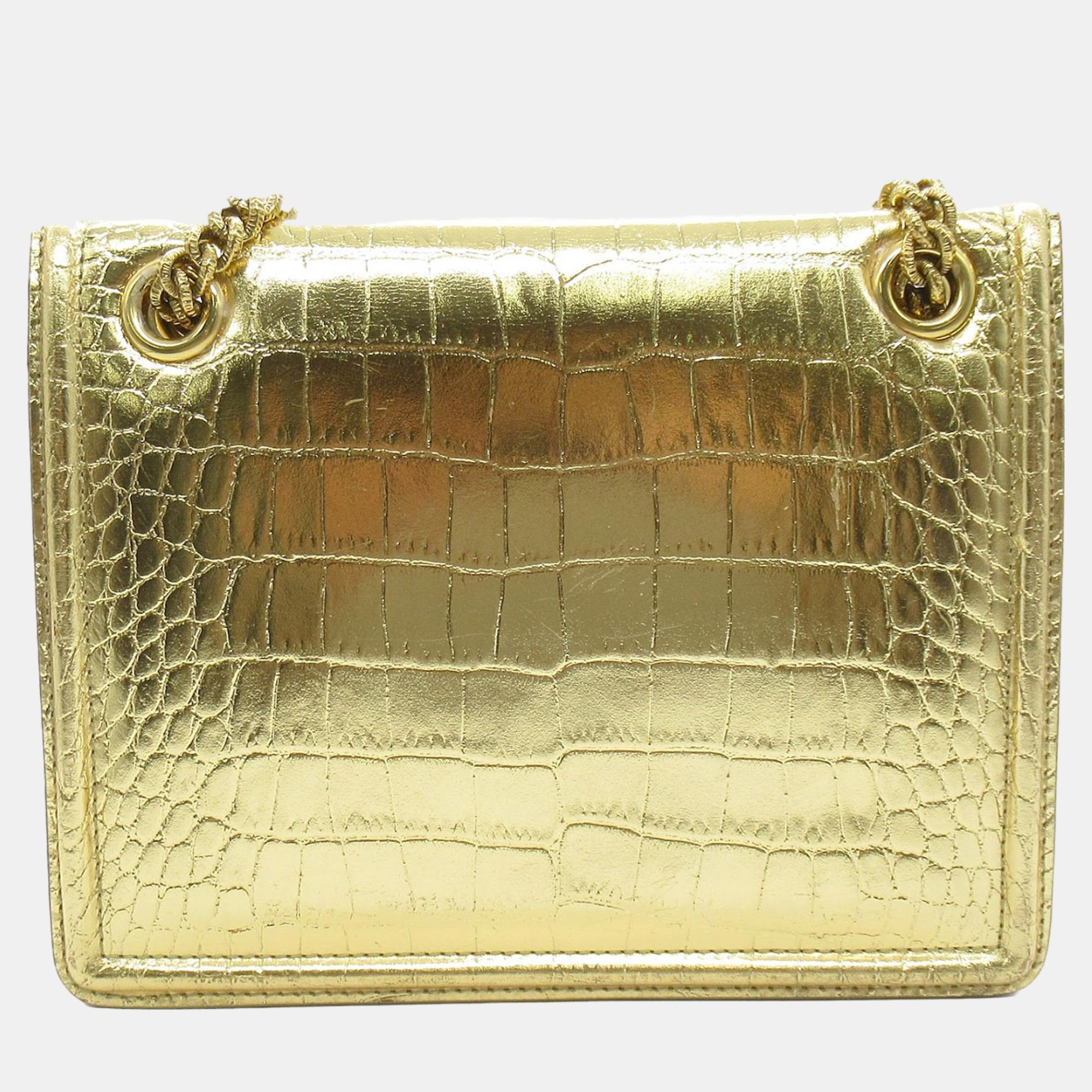 Dolce & Gabbana Gold Mini Devotion Crossbody Bag